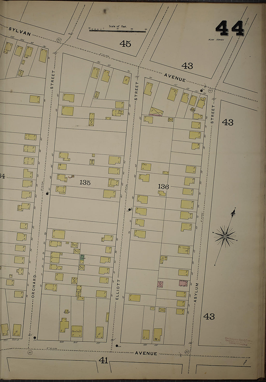 This old map of New Haven, New Haven County, Connecticut was created by Sanborn Map Company in 1886