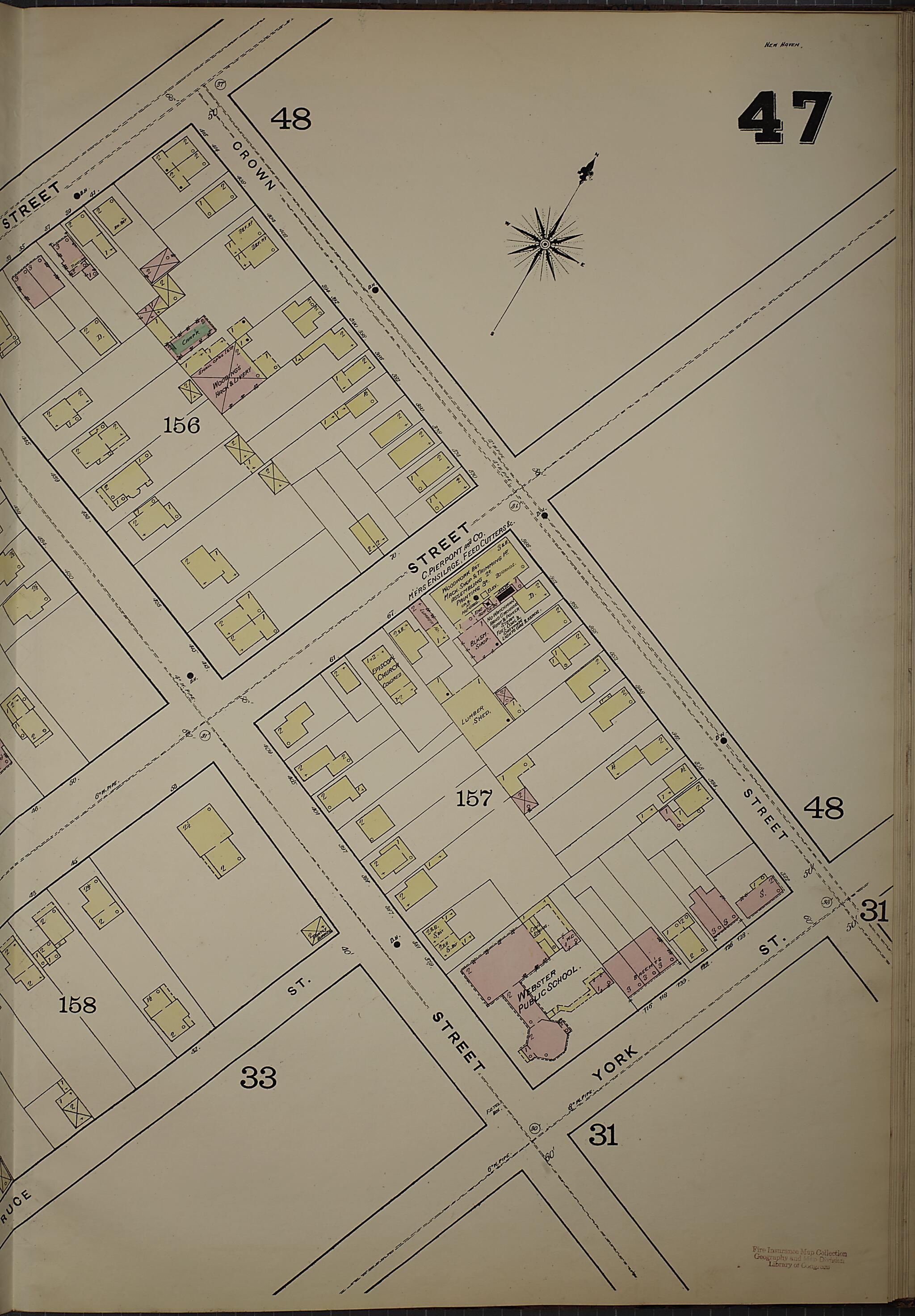 This old map of New Haven, New Haven County, Connecticut was created by Sanborn Map Company in 1886