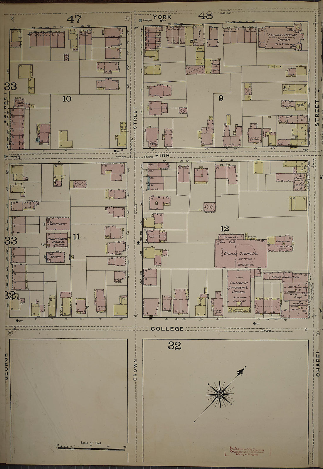 This old map of New Haven, New Haven County, Connecticut was created by Sanborn Map Company in 1886