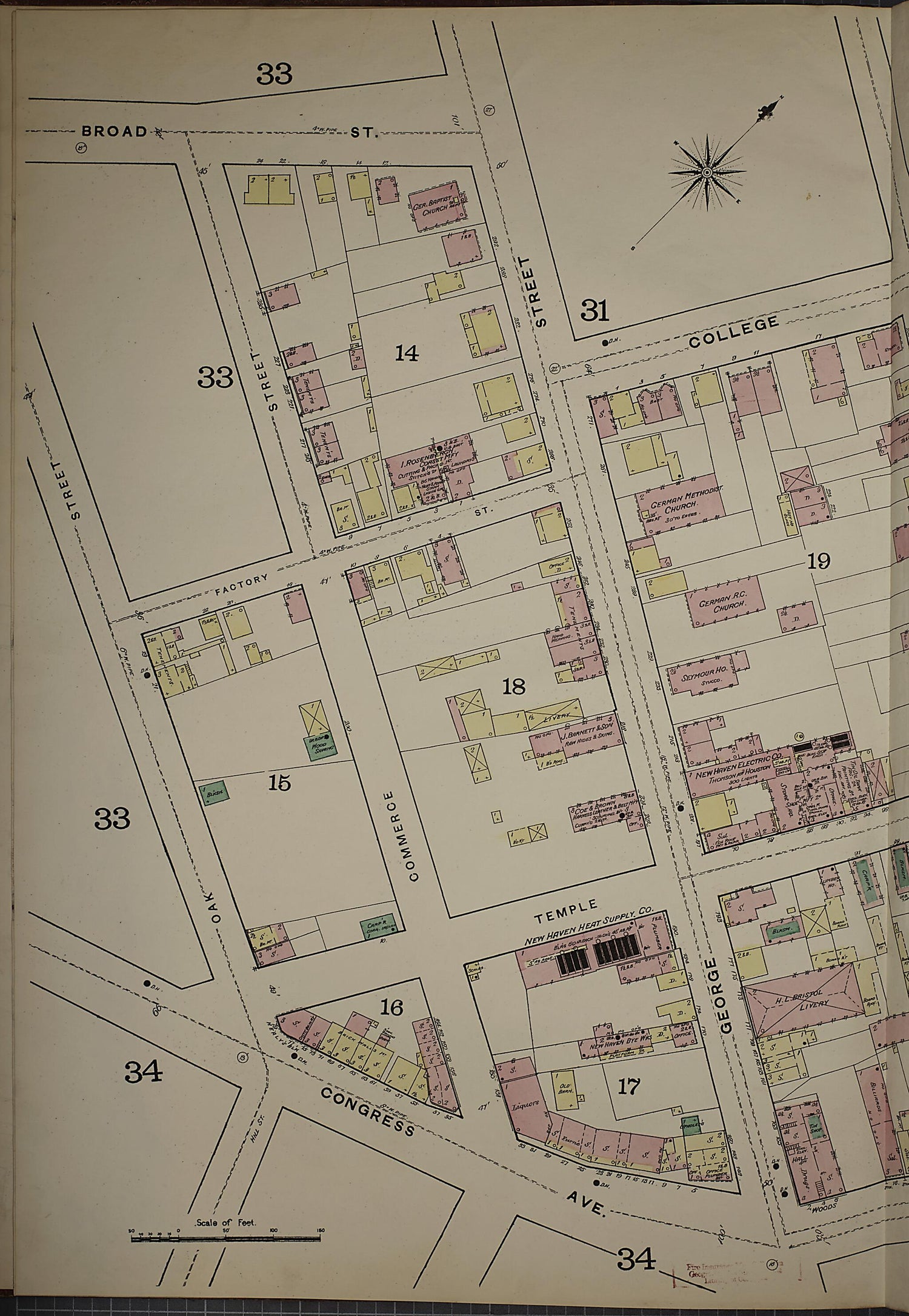 This old map of New Haven, New Haven County, Connecticut was created by Sanborn Map Company in 1886