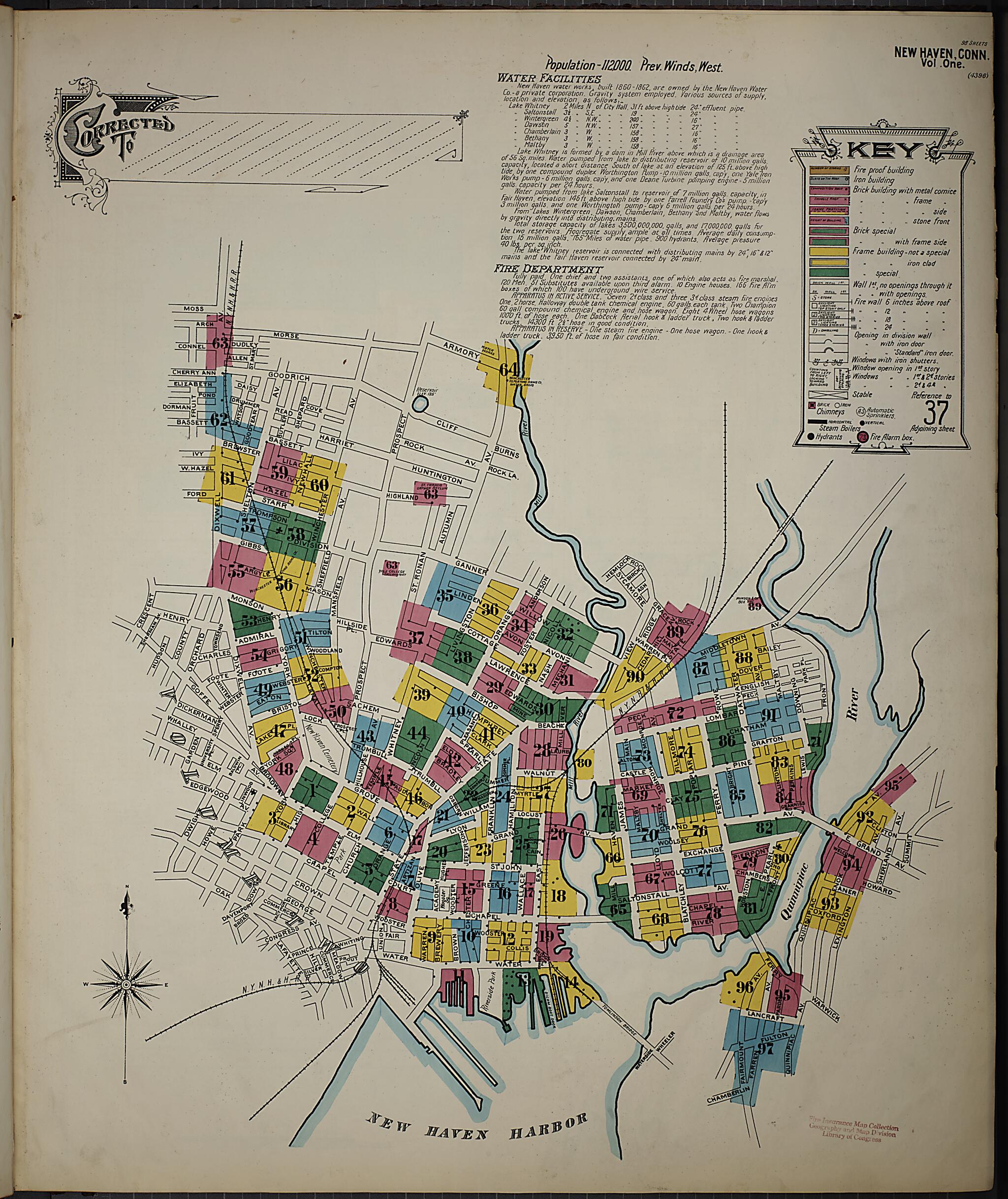 This old map of New Haven, New Haven County, Connecticut was created by Sanborn Map Company in 1901