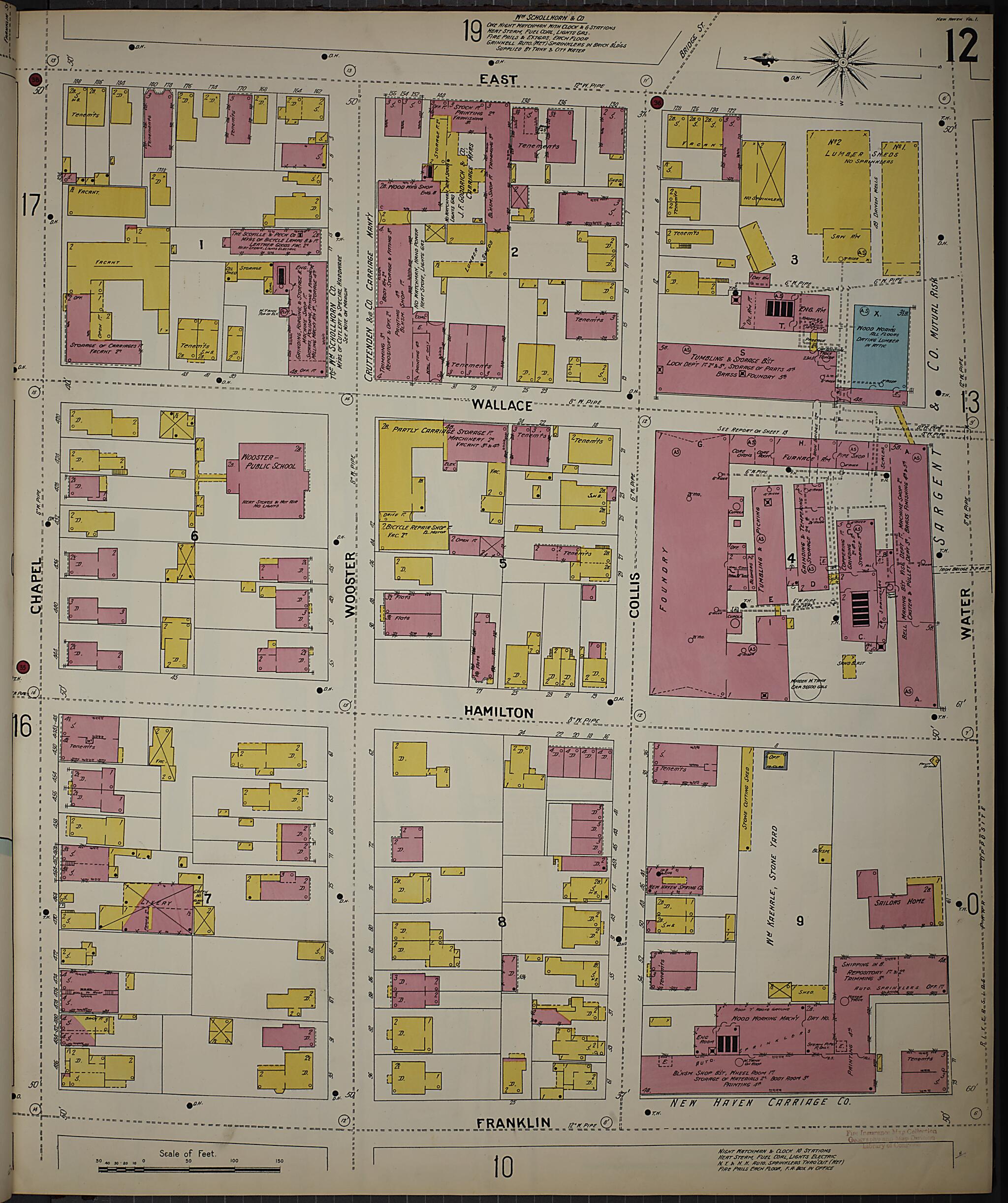 This old map of New Haven, New Haven County, Connecticut was created by Sanborn Map Company in 1901