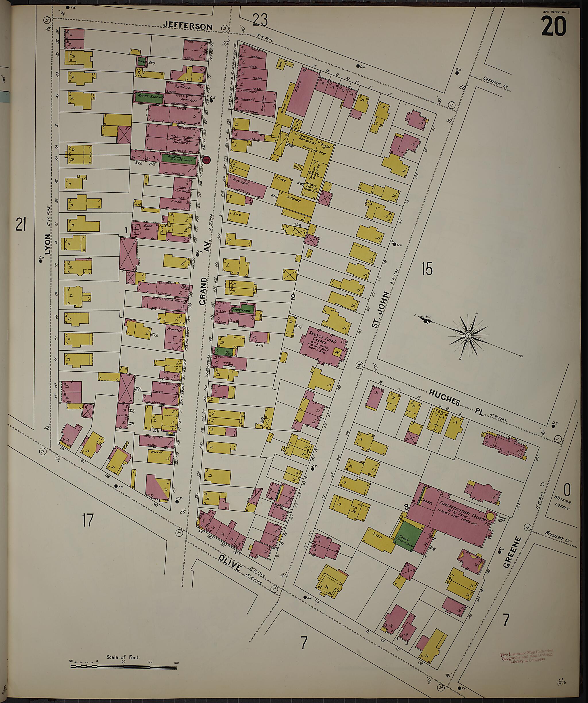 This old map of New Haven, New Haven County, Connecticut was created by Sanborn Map Company in 1901