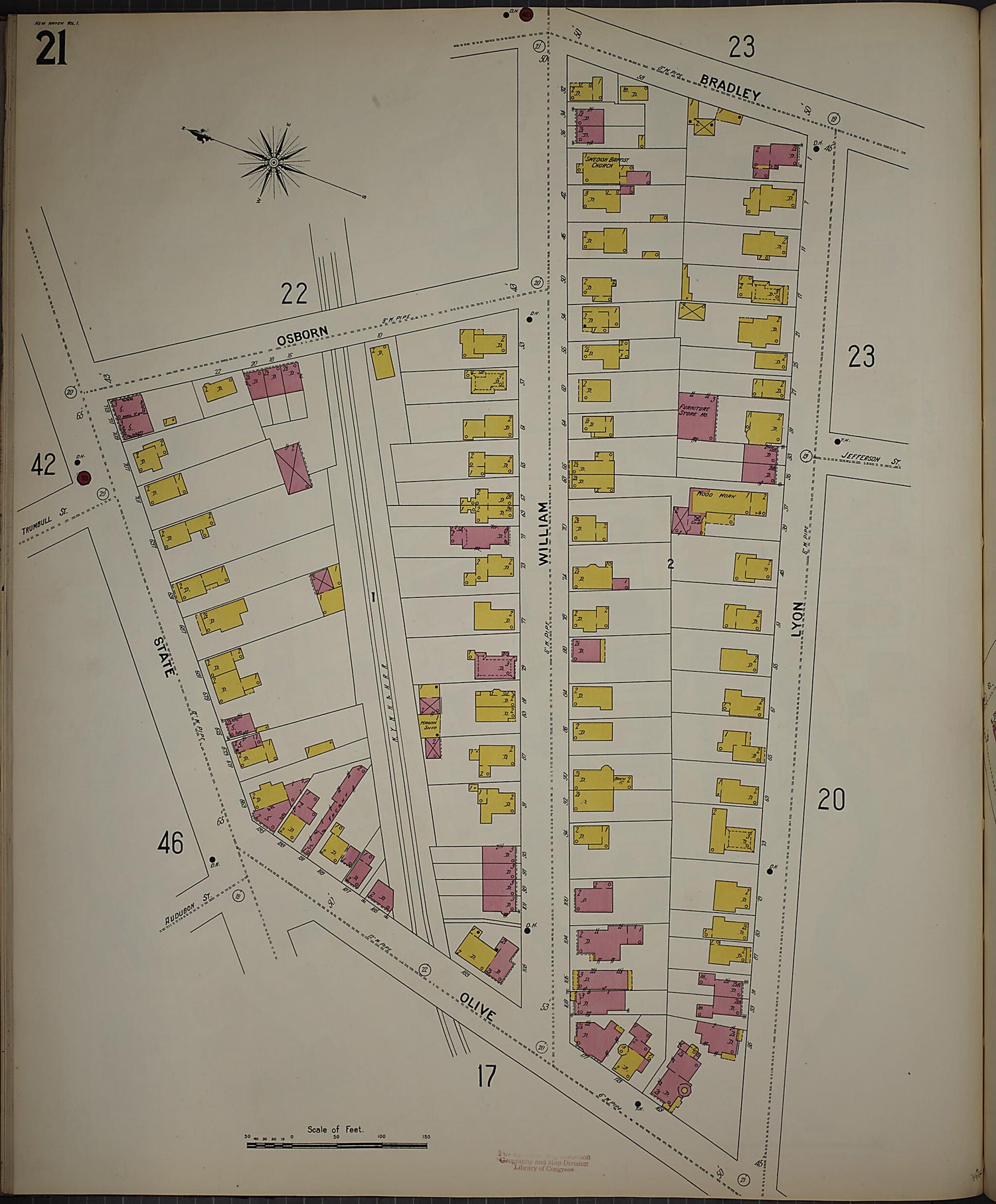 This old map of New Haven, New Haven County, Connecticut was created by Sanborn Map Company in 1901