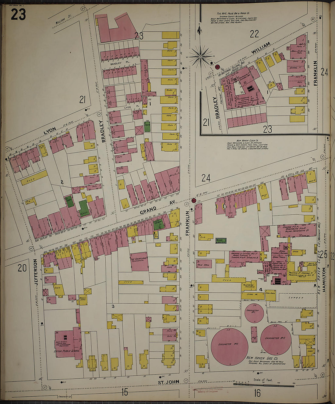 This old map of New Haven, New Haven County, Connecticut was created by Sanborn Map Company in 1901