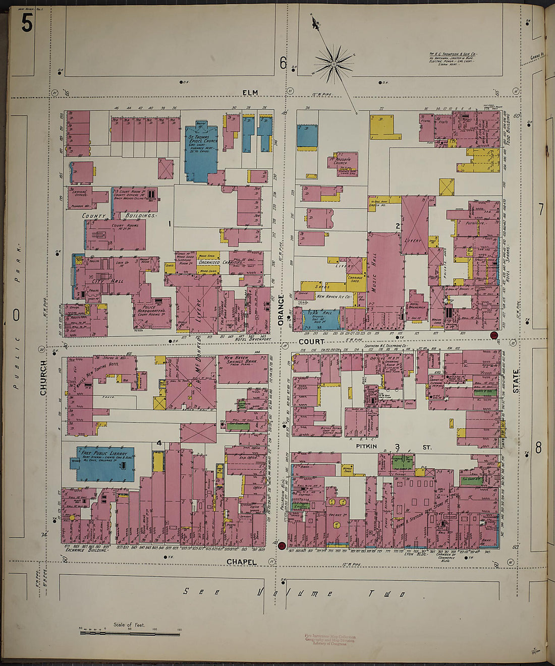 This old map of New Haven, New Haven County, Connecticut was created by Sanborn Map Company in 1901