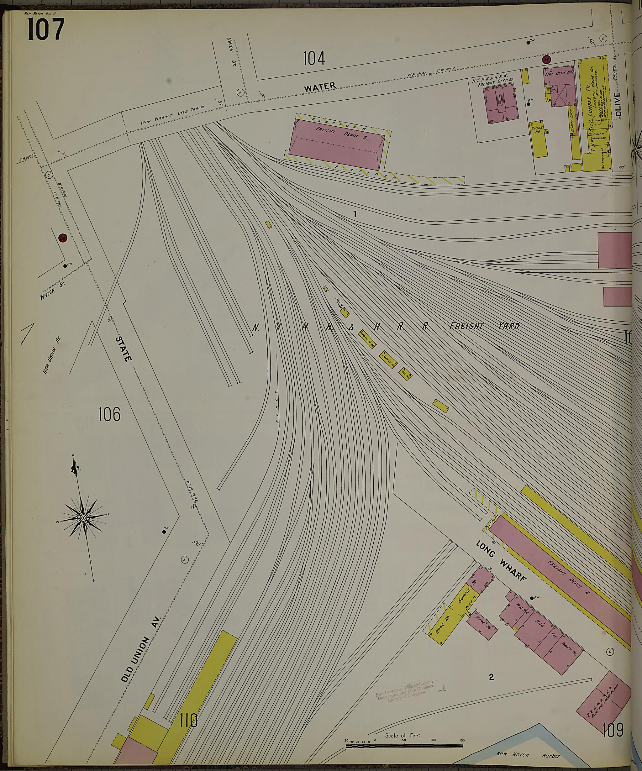 This old map of New Haven, New Haven County, Connecticut was created by Sanborn Map Company in 1901