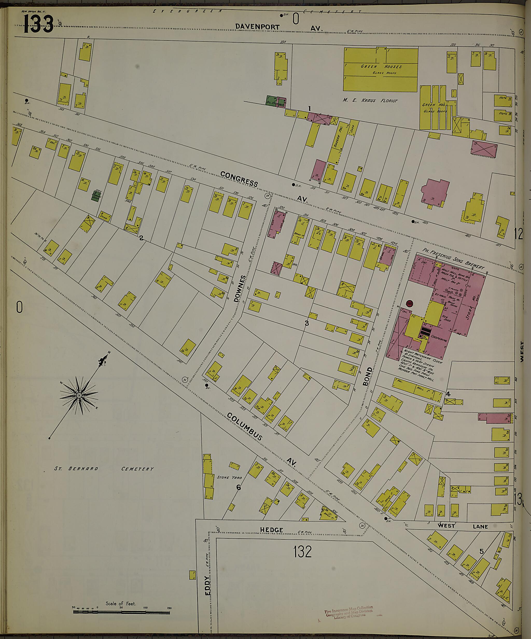This old map of New Haven, New Haven County, Connecticut was created by Sanborn Map Company in 1901