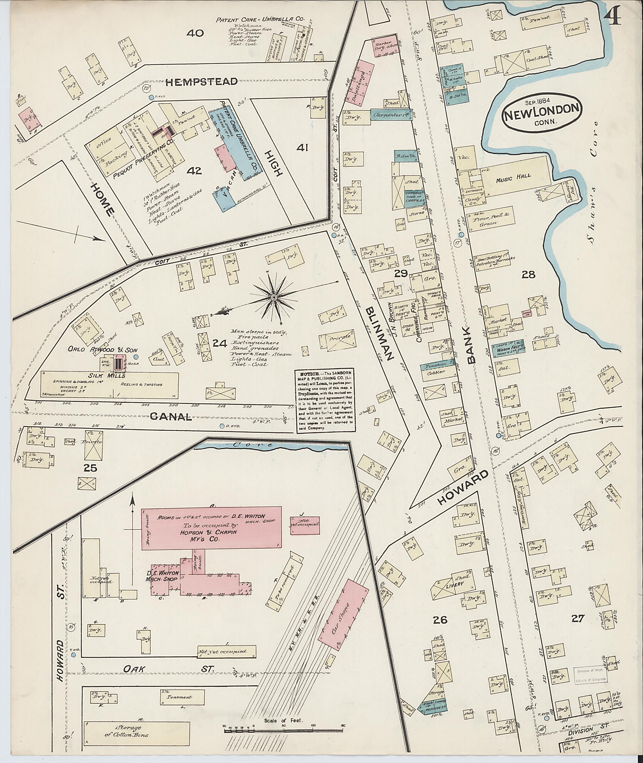 This old map of New London, New London County, Connecticut was created by Sanborn Map Company in 1884