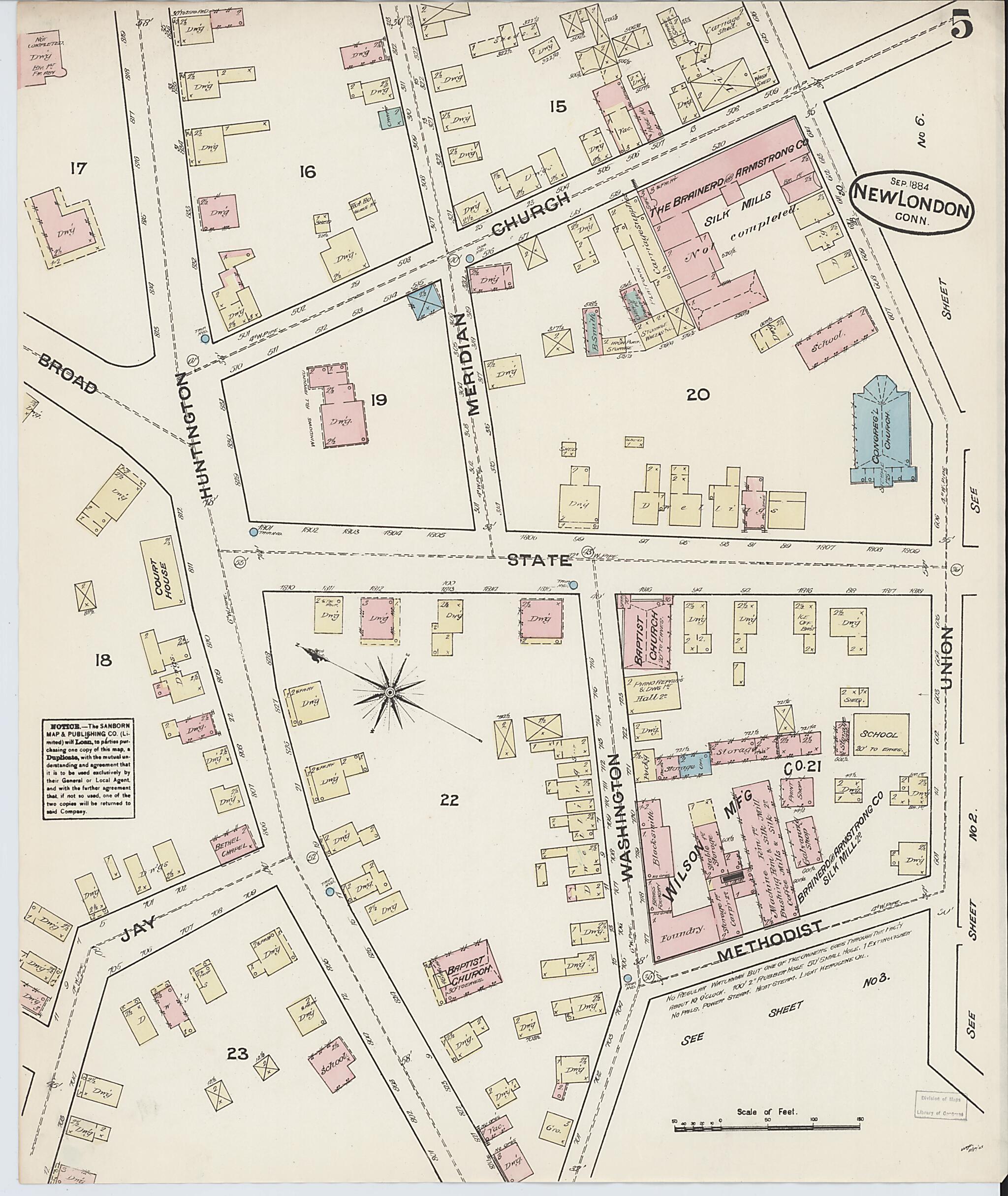 This old map of New London, New London County, Connecticut was created by Sanborn Map Company in 1884