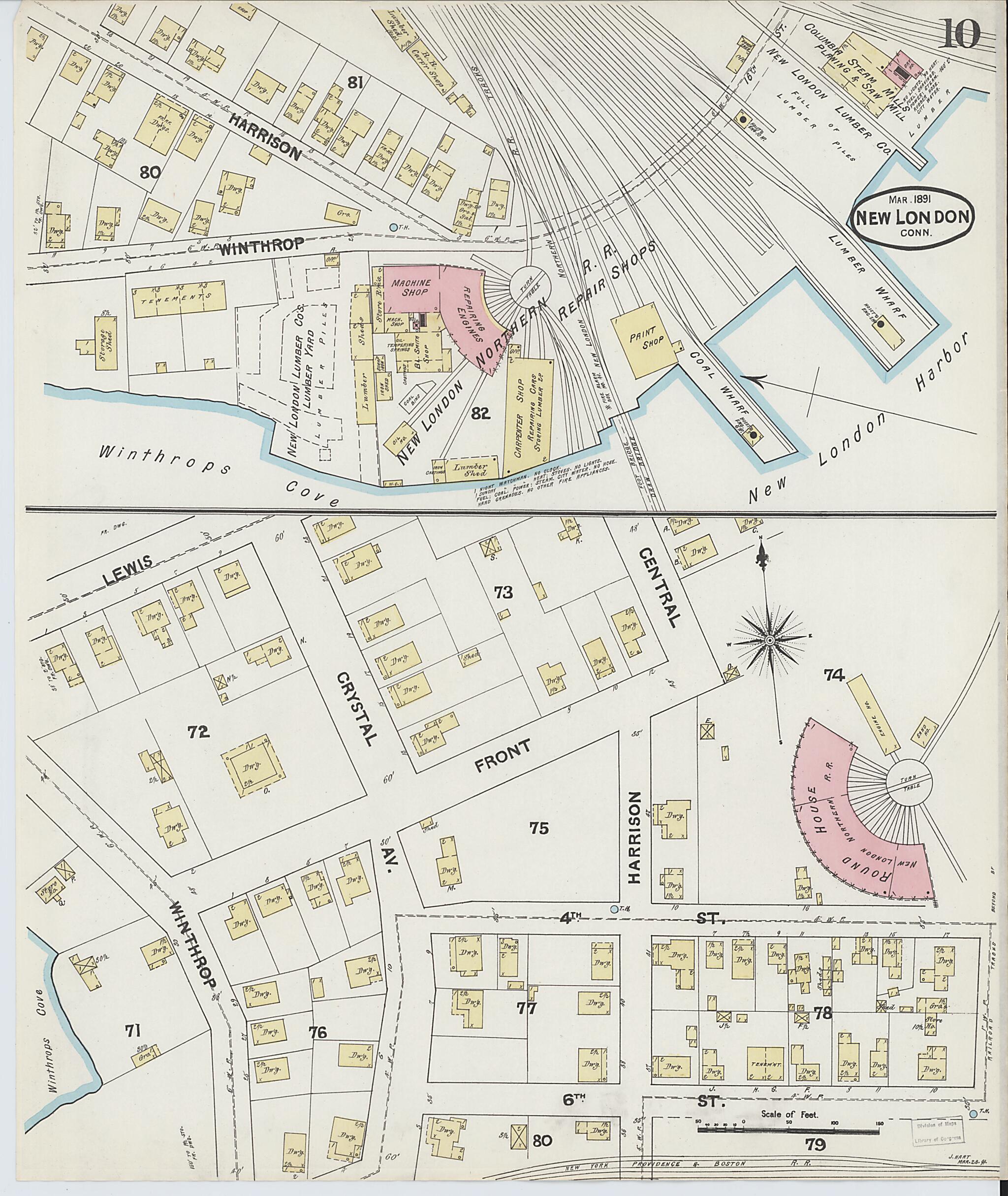 This old map of New London, New London County, Connecticut was created by Sanborn Map Company in 1891