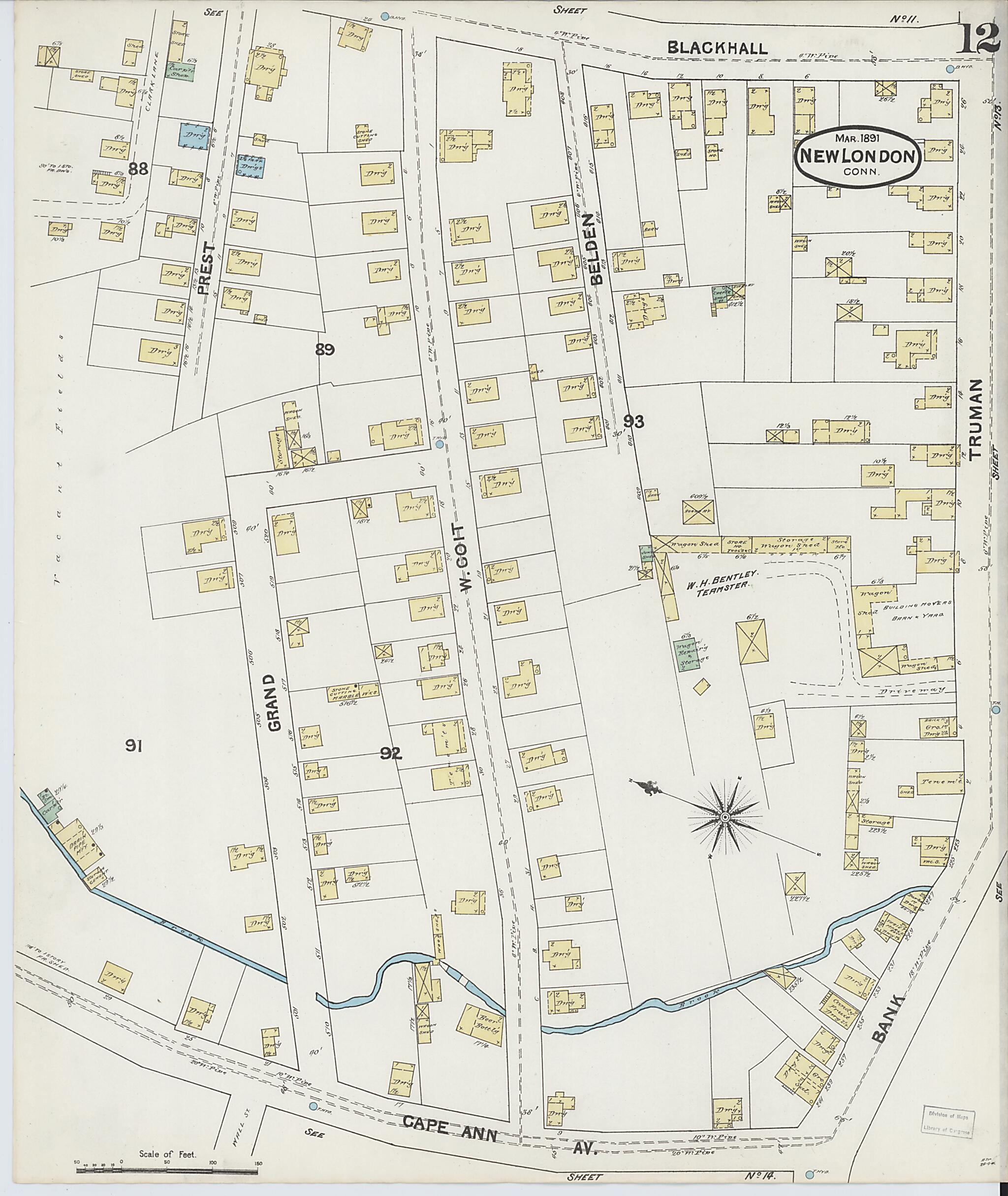 This old map of New London, New London County, Connecticut was created by Sanborn Map Company in 1891