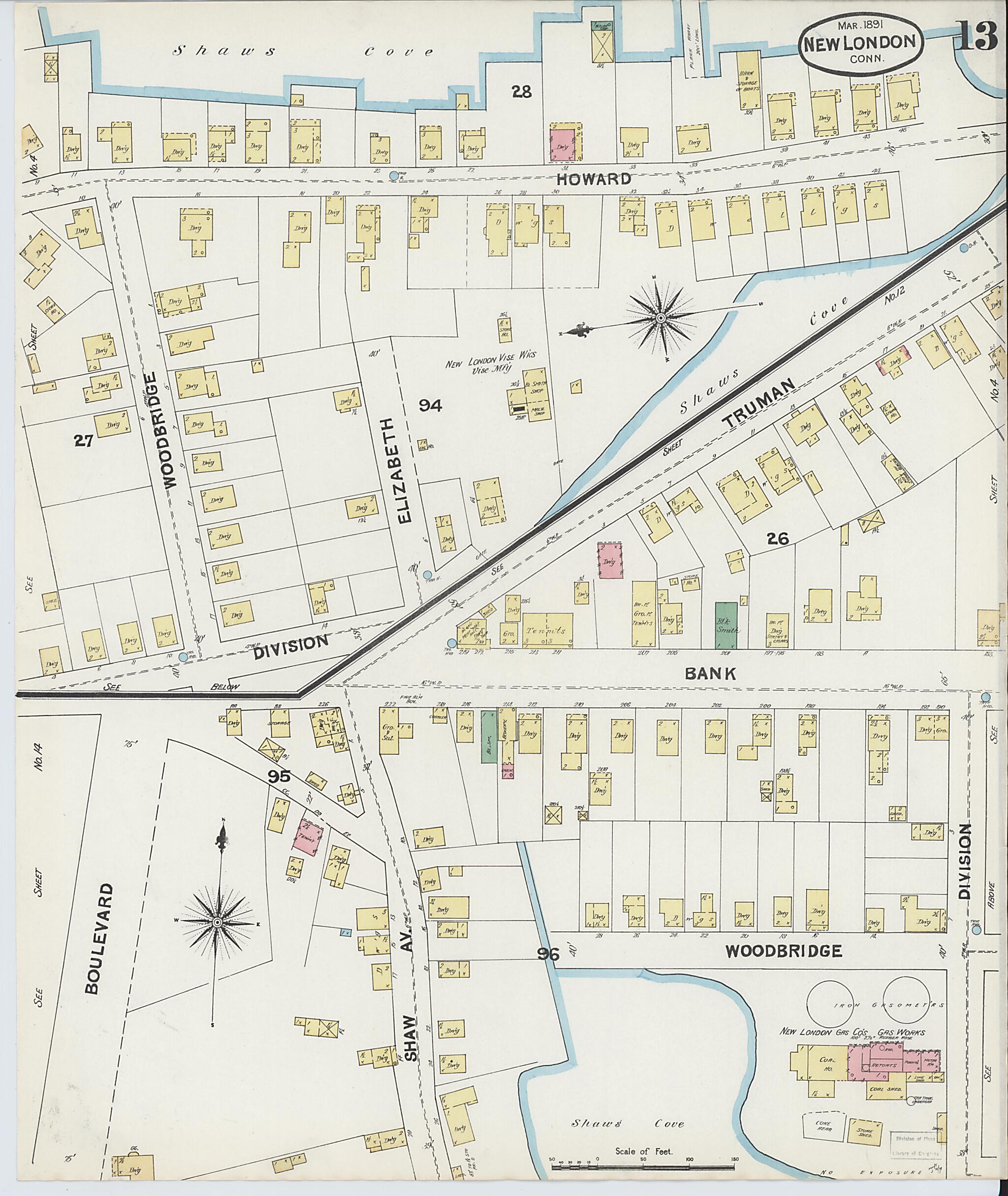 This old map of New London, New London County, Connecticut was created by Sanborn Map Company in 1891