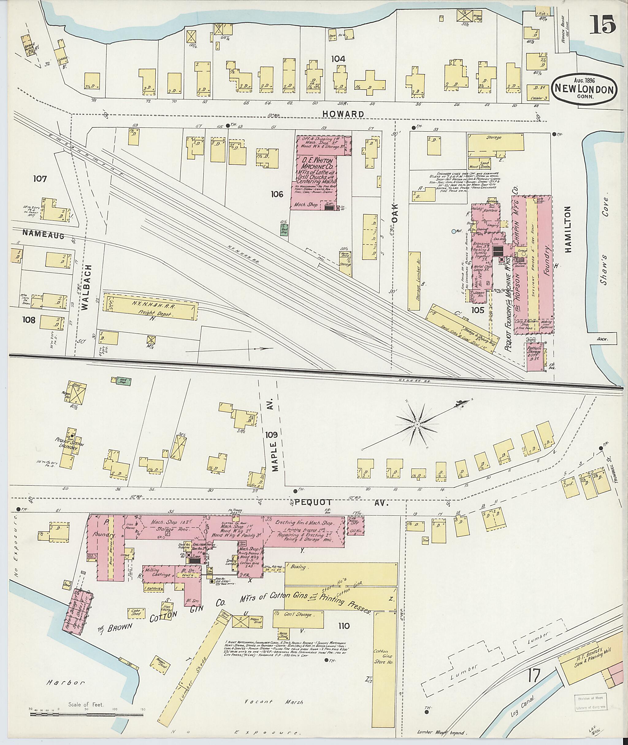 This old map of New London, New London County, Connecticut was created by Sanborn Map Company in 1896