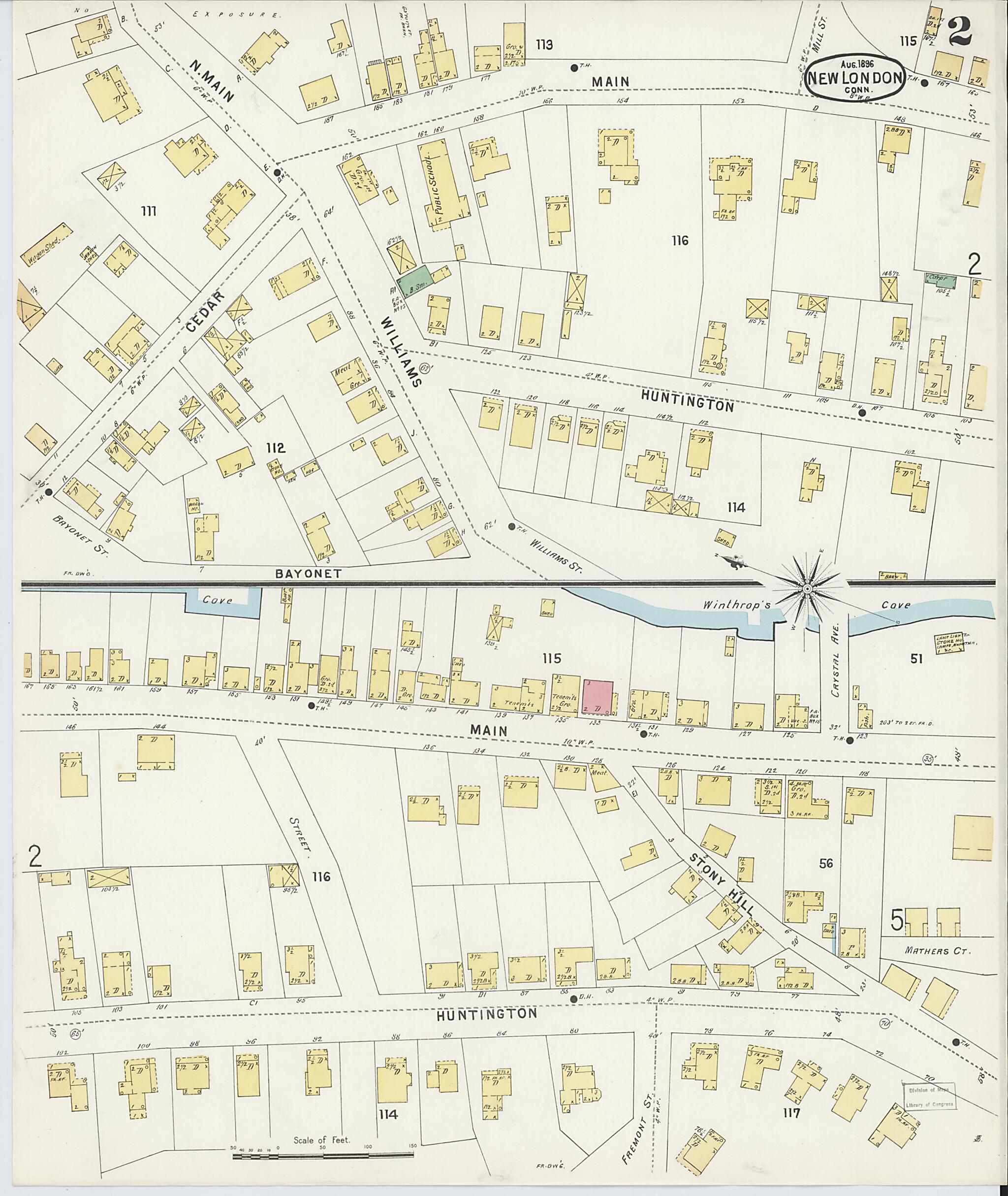 This old map of New London, New London County, Connecticut was created by Sanborn Map Company in 1896