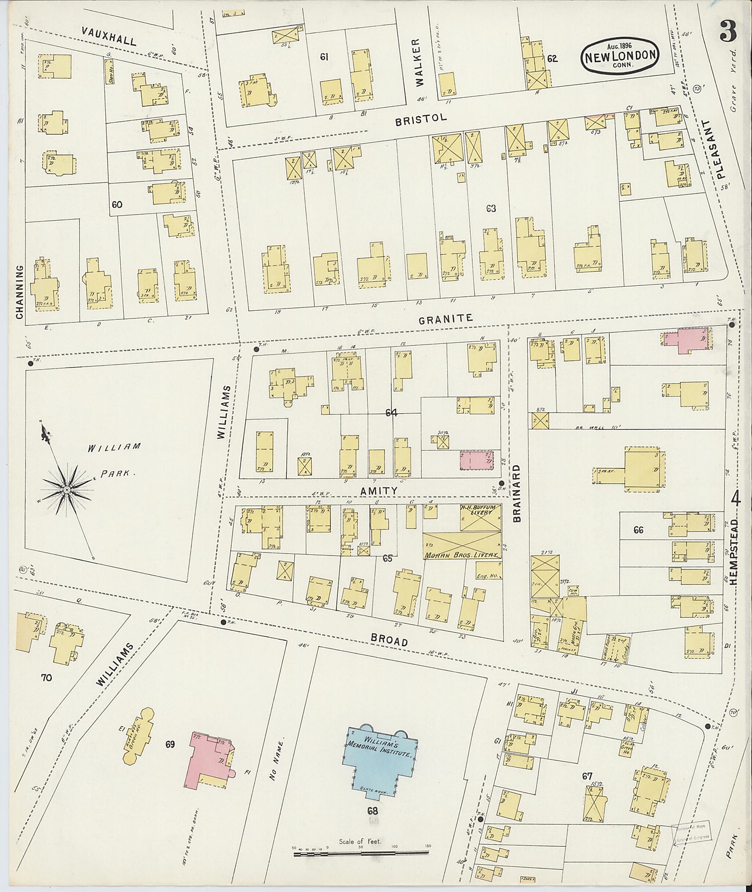 This old map of New London, New London County, Connecticut was created by Sanborn Map Company in 1896