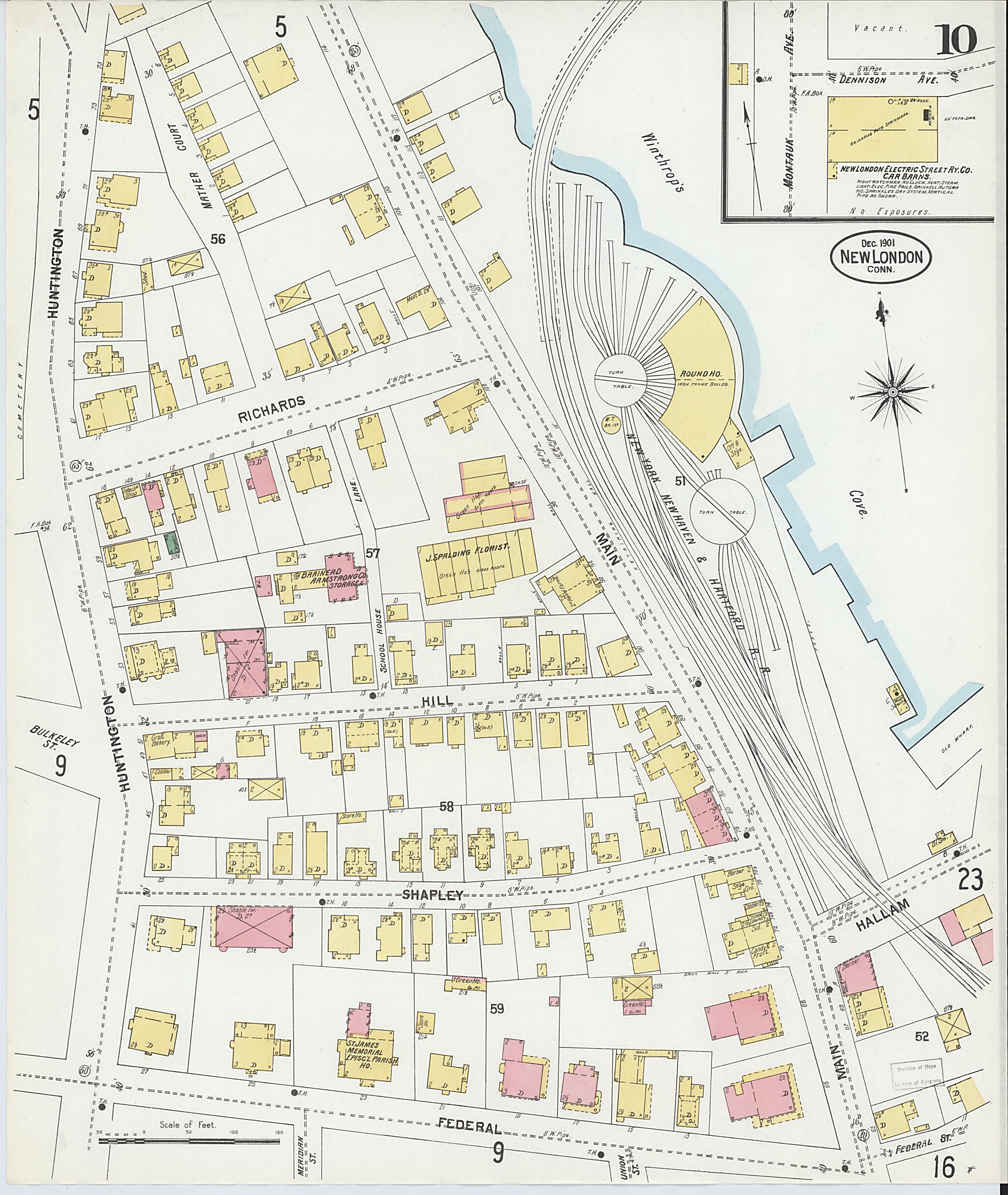 This old map of New London, New London County, Connecticut was created by Sanborn Map Company in 1901