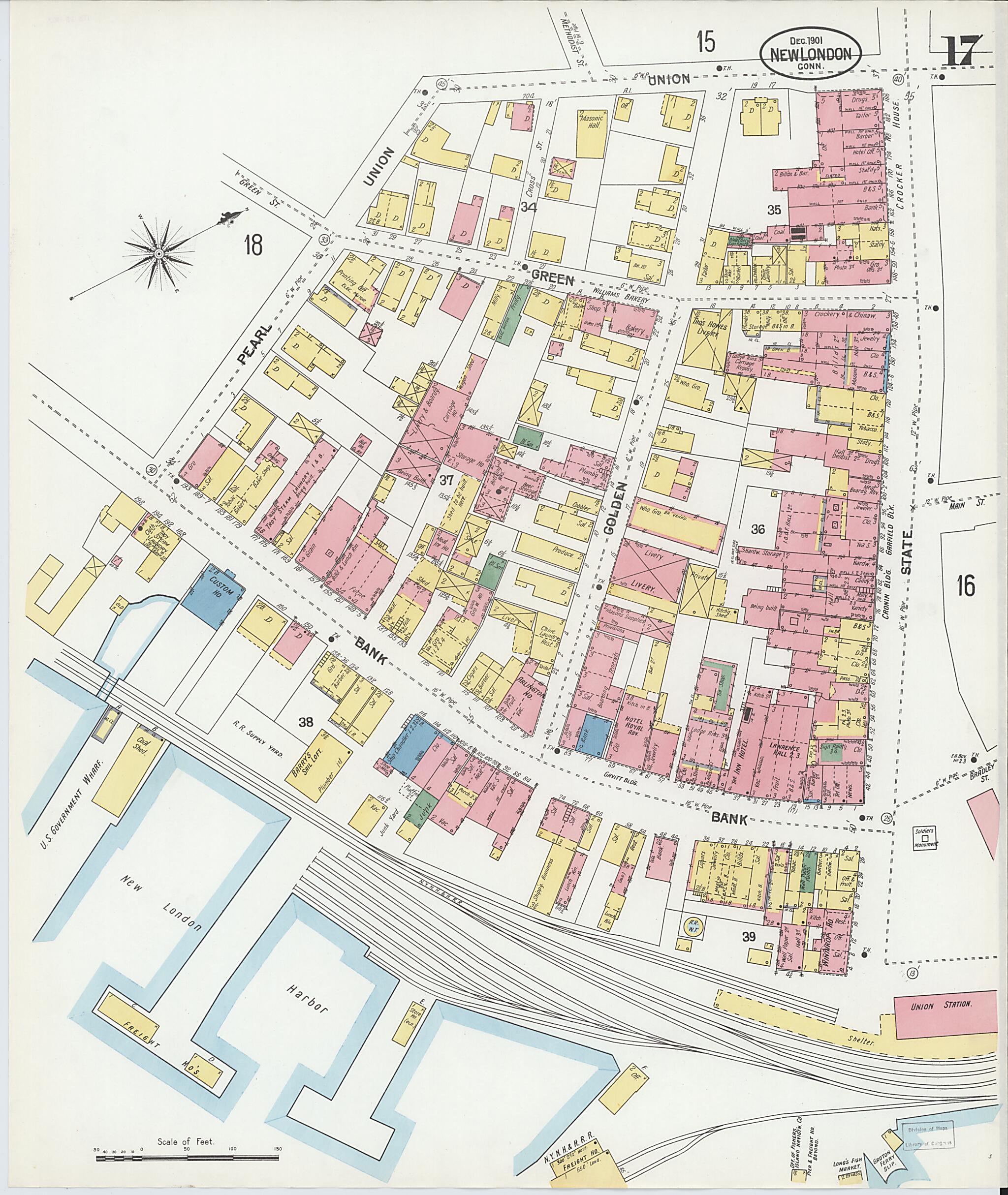 This old map of New London, New London County, Connecticut was created by Sanborn Map Company in 1901