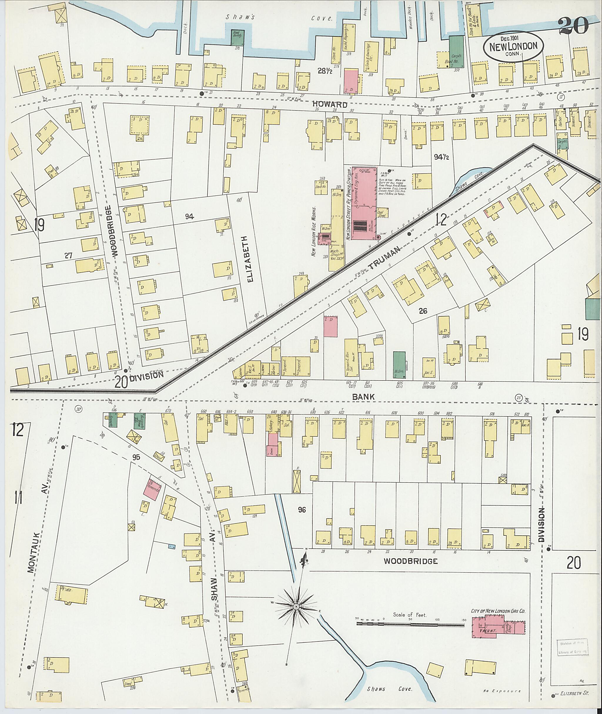 This old map of New London, New London County, Connecticut was created by Sanborn Map Company in 1901