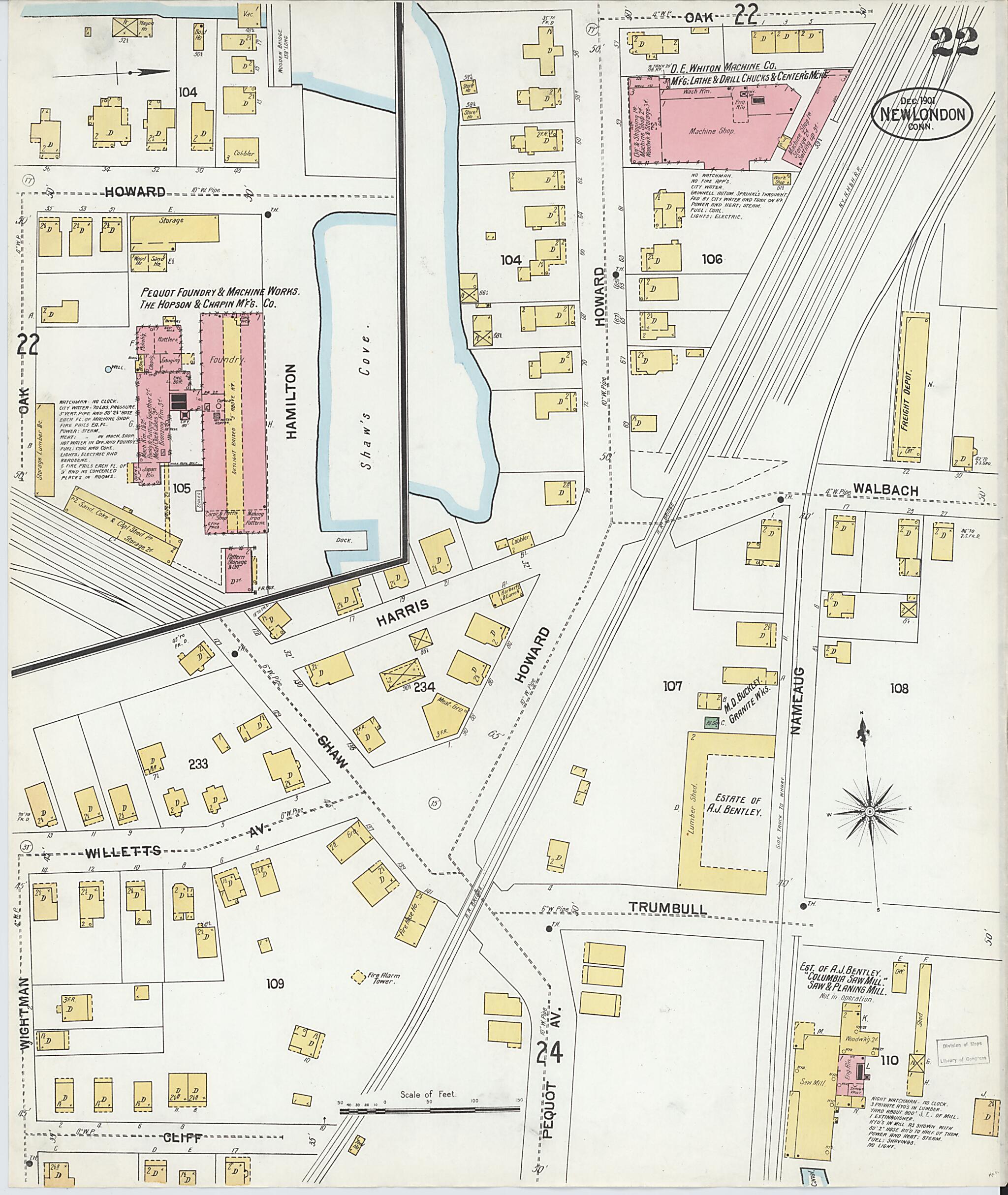 This old map of New London, New London County, Connecticut was created by Sanborn Map Company in 1901