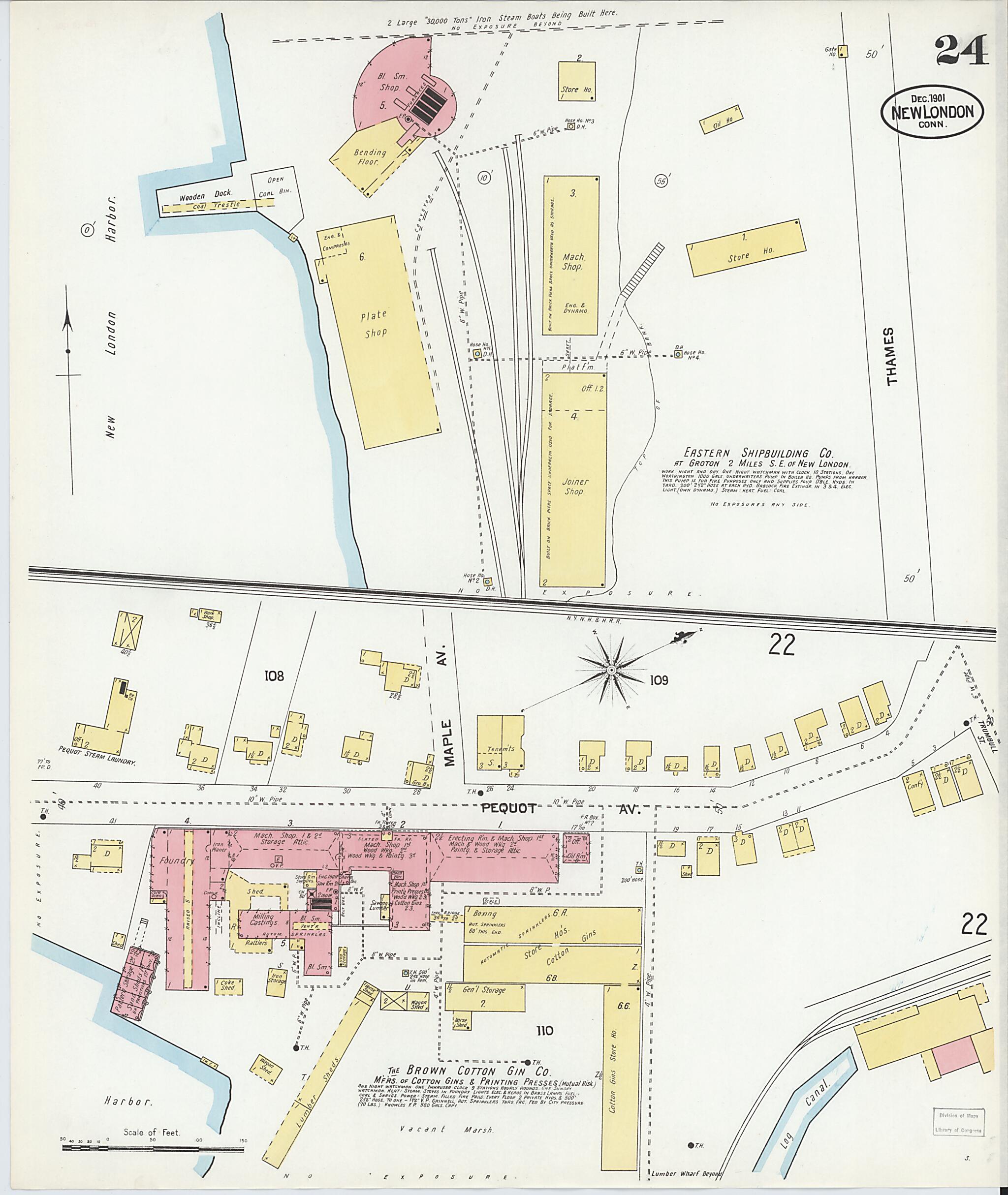 This old map of New London, New London County, Connecticut was created by Sanborn Map Company in 1901