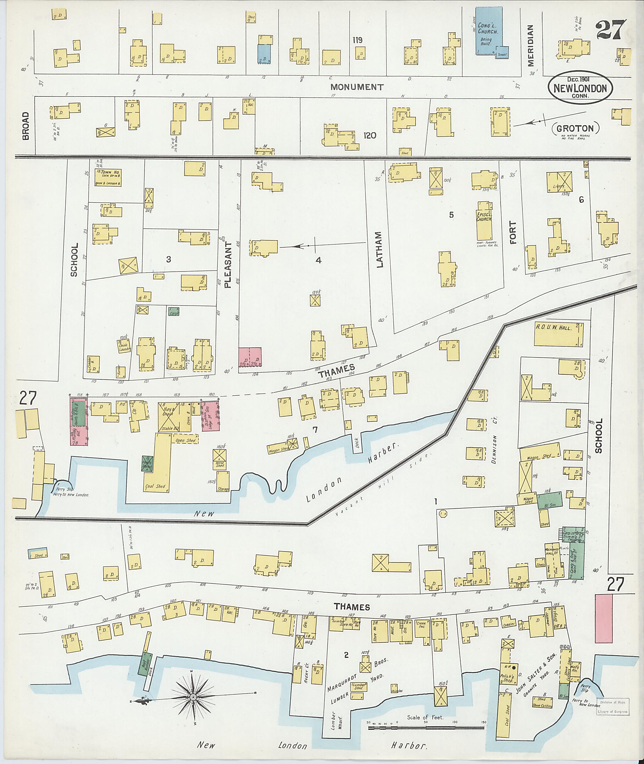 This old map of New London, New London County, Connecticut was created by Sanborn Map Company in 1901