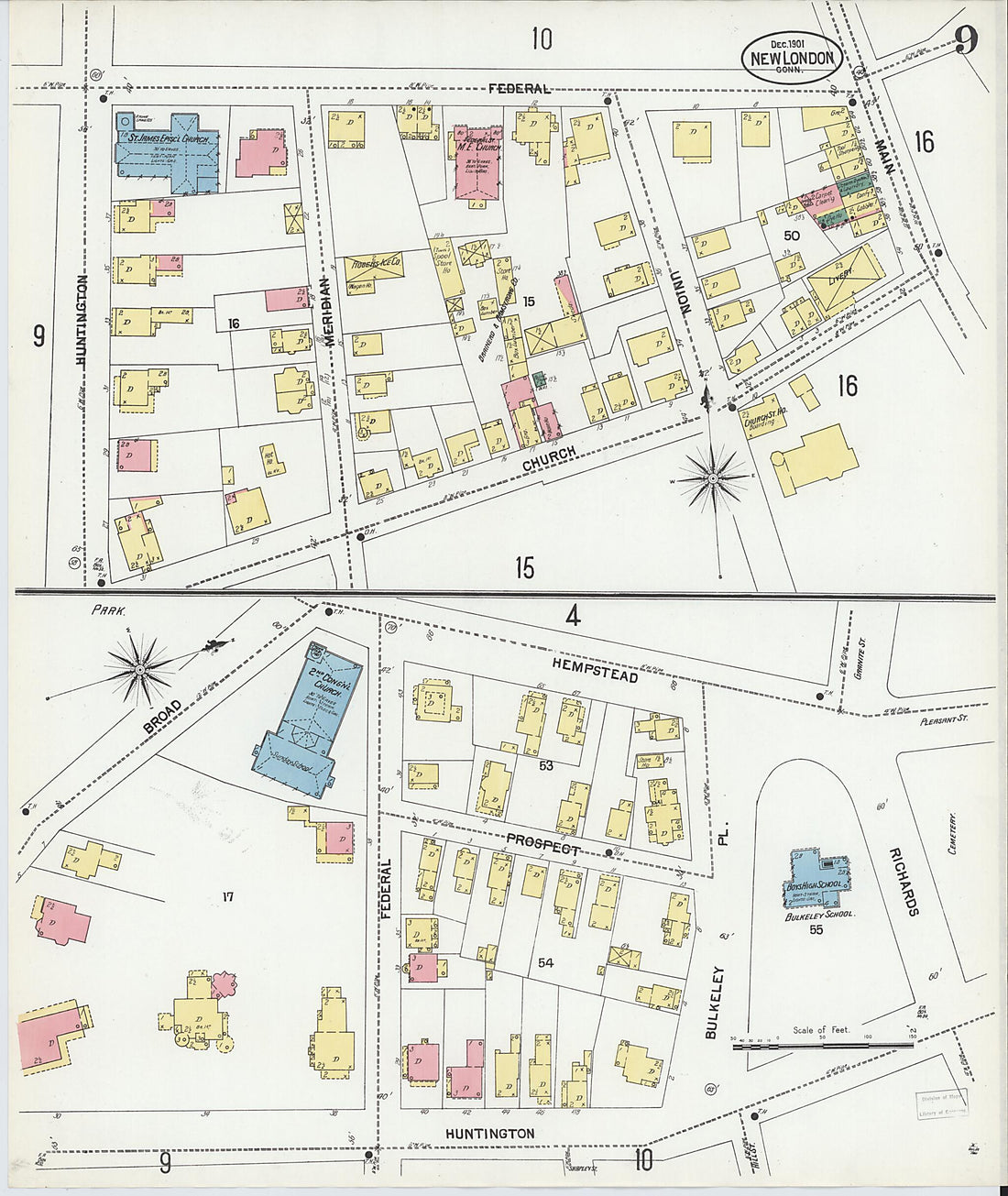 This old map of New London, New London County, Connecticut was created by Sanborn Map Company in 1901