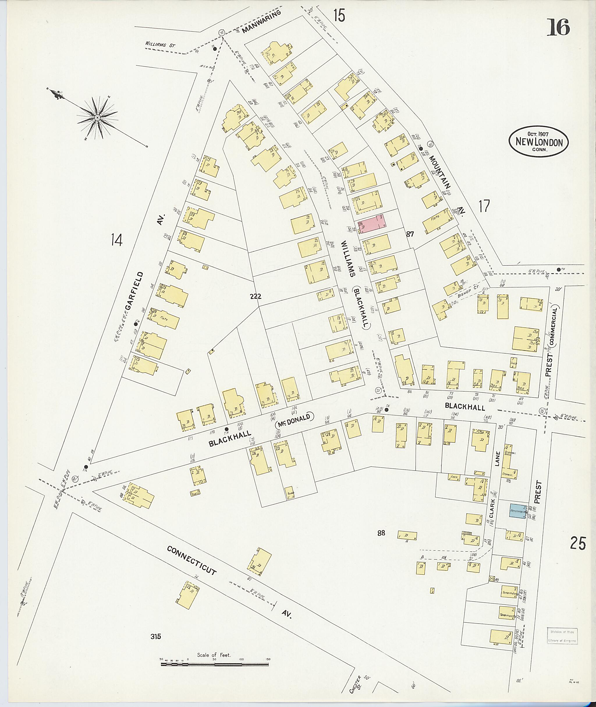 This old map of New London, New London County, Connecticut was created by Sanborn Map Company in 1907