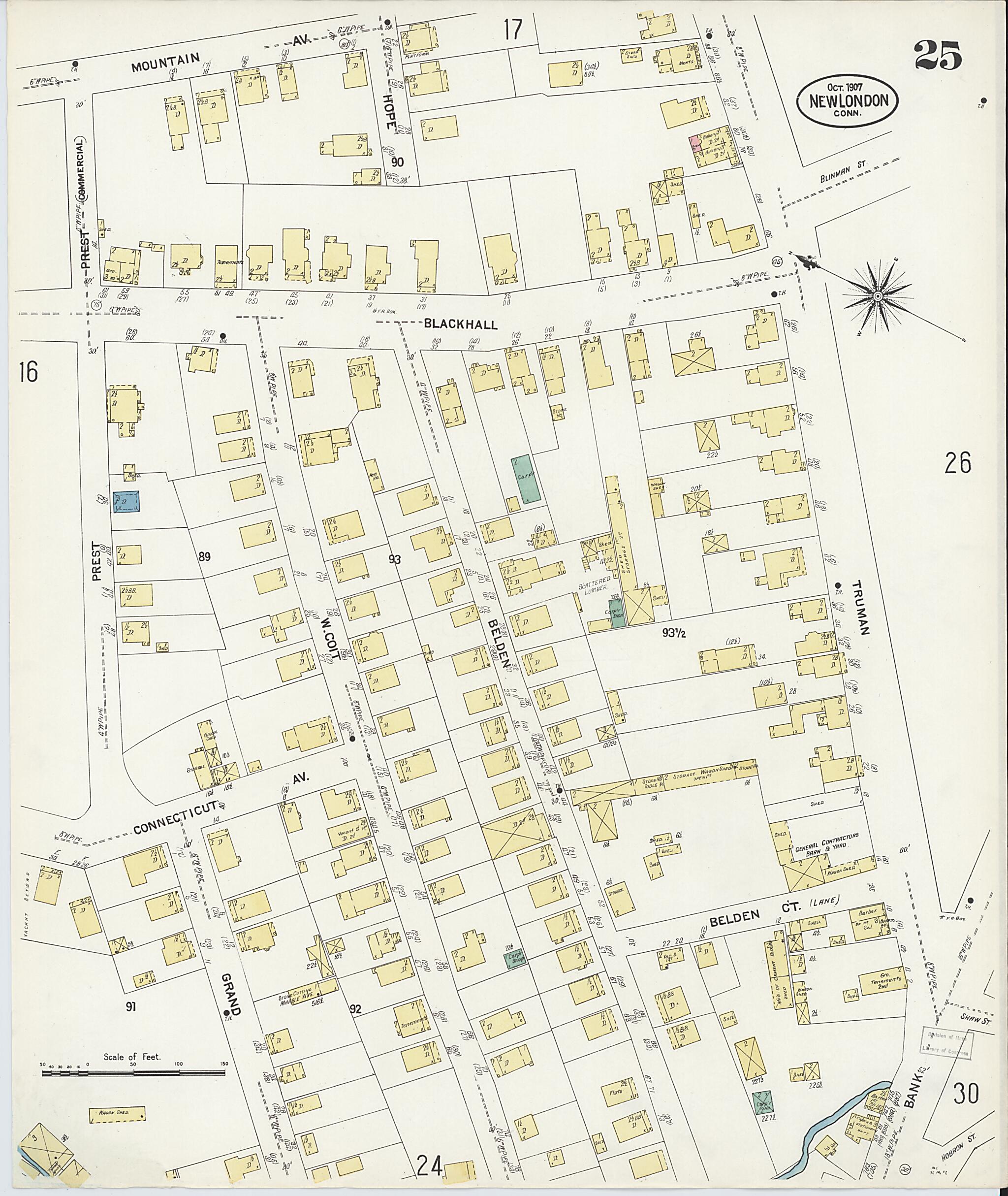 This old map of New London, New London County, Connecticut was created by Sanborn Map Company in 1907