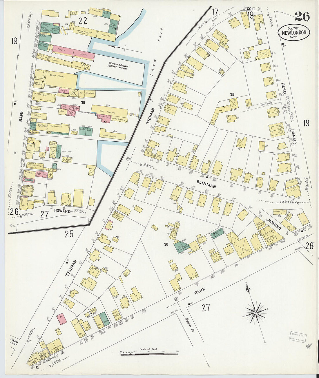 This old map of New London, New London County, Connecticut was created by Sanborn Map Company in 1907