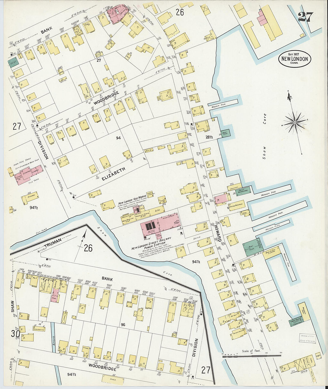 This old map of New London, New London County, Connecticut was created by Sanborn Map Company in 1907