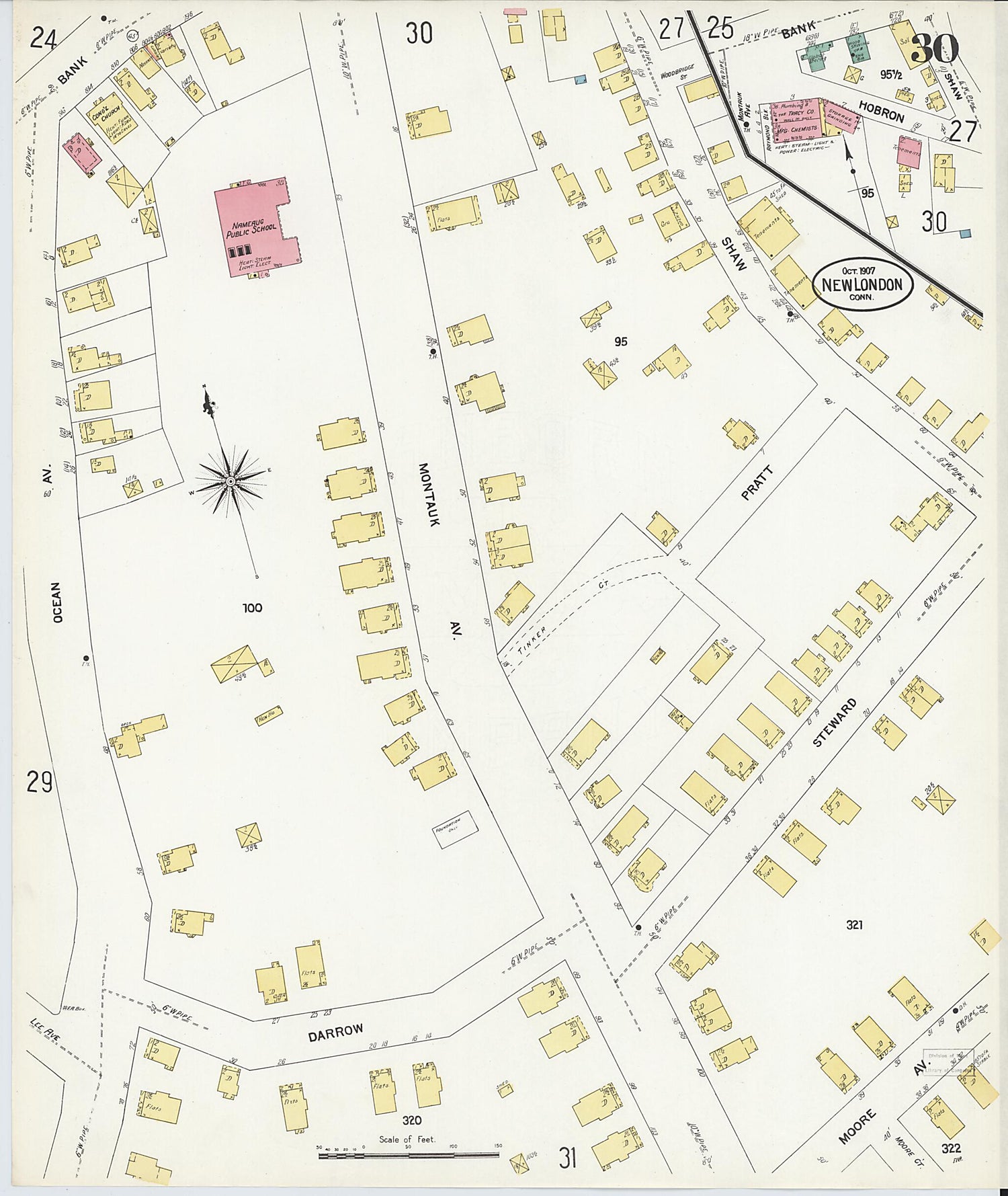 This old map of New London, New London County, Connecticut was created by Sanborn Map Company in 1907