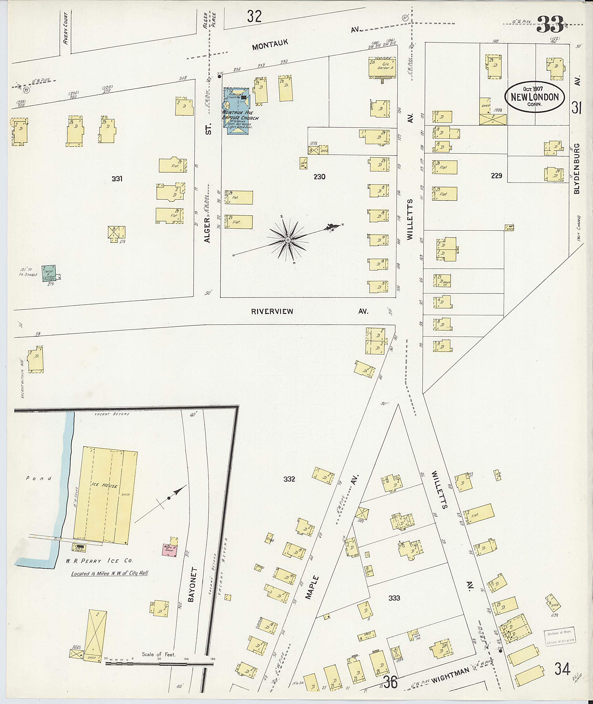 This old map of New London, New London County, Connecticut was created by Sanborn Map Company in 1907