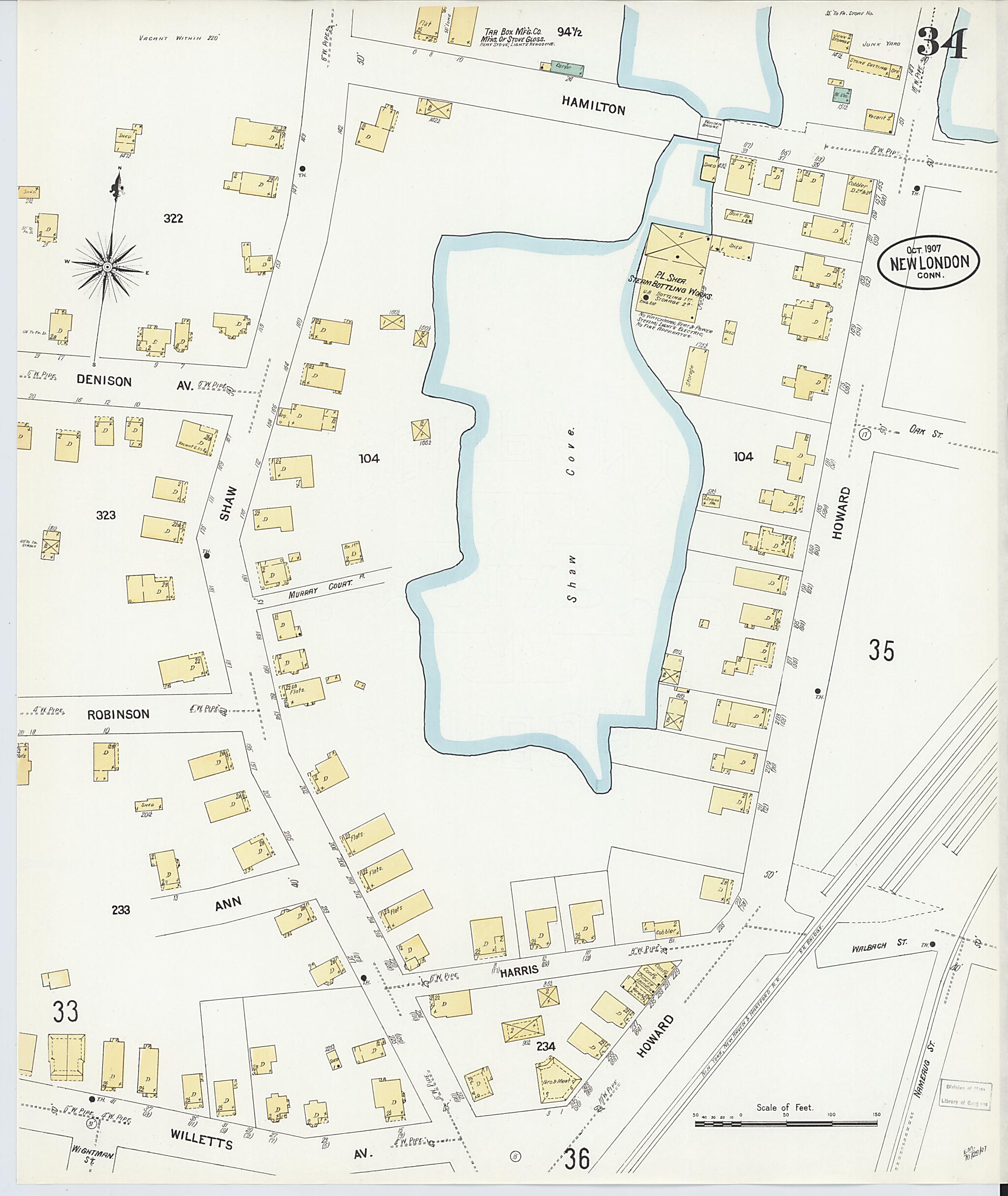 This old map of New London, New London County, Connecticut was created by Sanborn Map Company in 1907