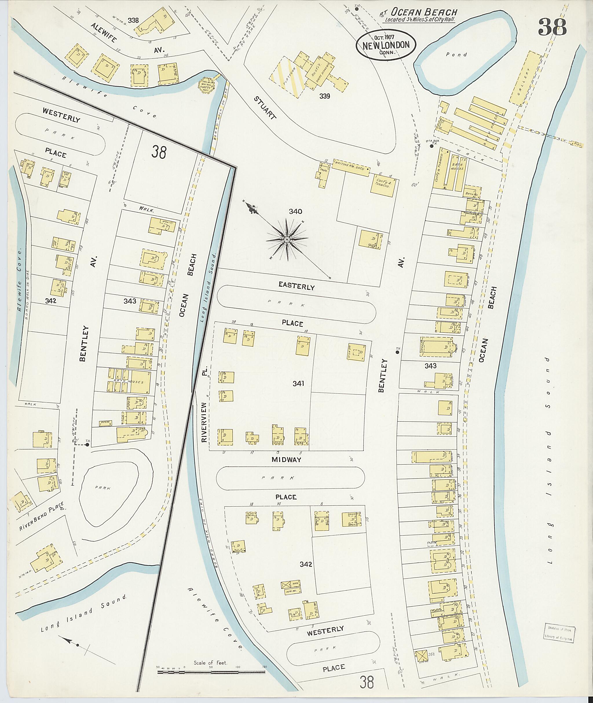 This old map of New London, New London County, Connecticut was created by Sanborn Map Company in 1907