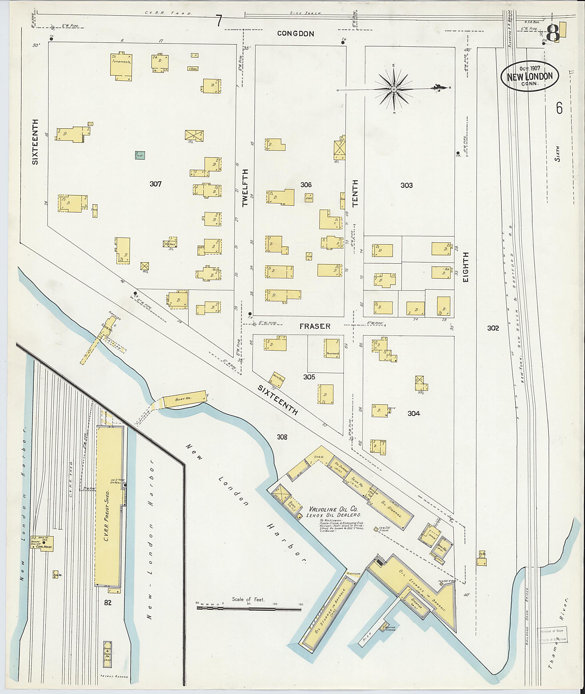 This old map of New London, New London County, Connecticut was created by Sanborn Map Company in 1907