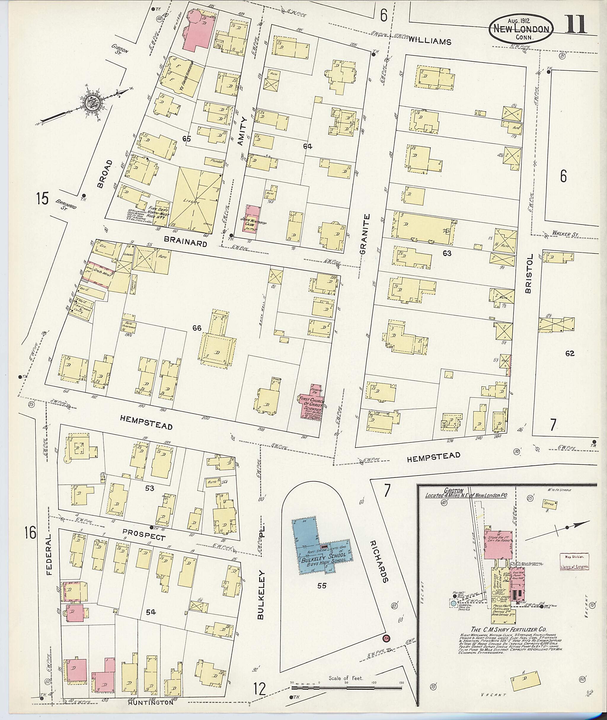 This old map of New London, New London County, Connecticut was created by Sanborn Map Company in 1912