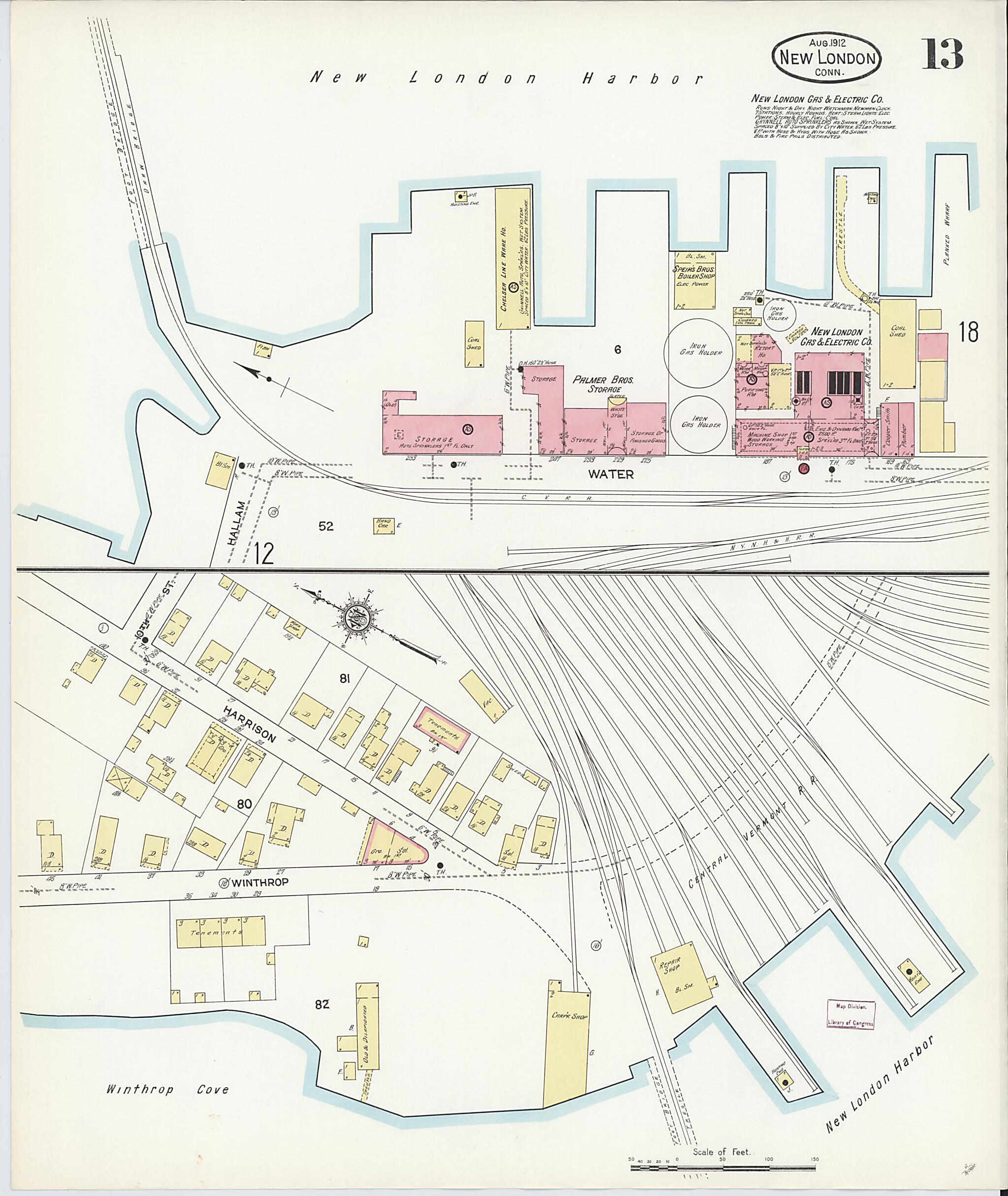 This old map of New London, New London County, Connecticut was created by Sanborn Map Company in 1912