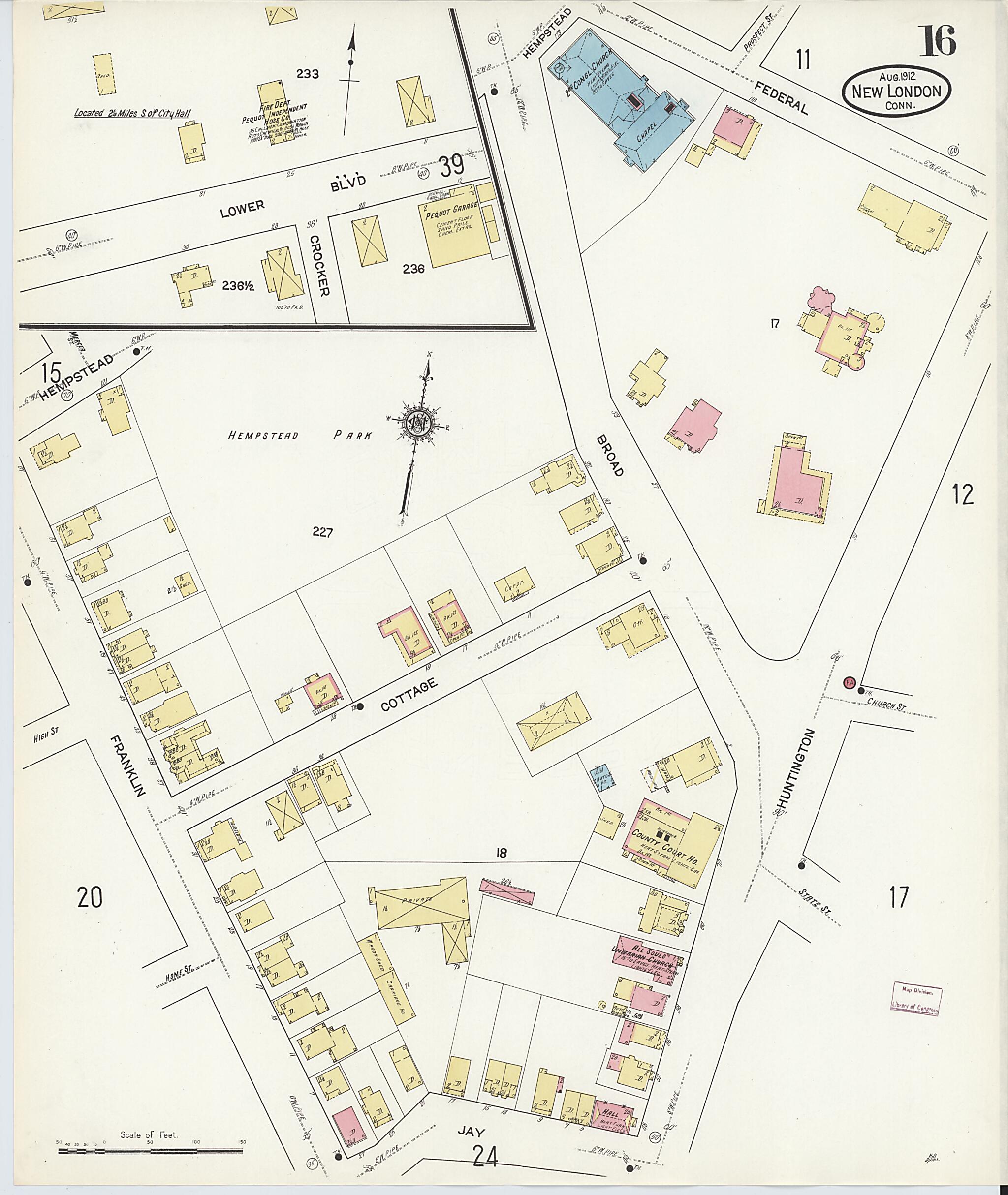 This old map of New London, New London County, Connecticut was created by Sanborn Map Company in 1912
