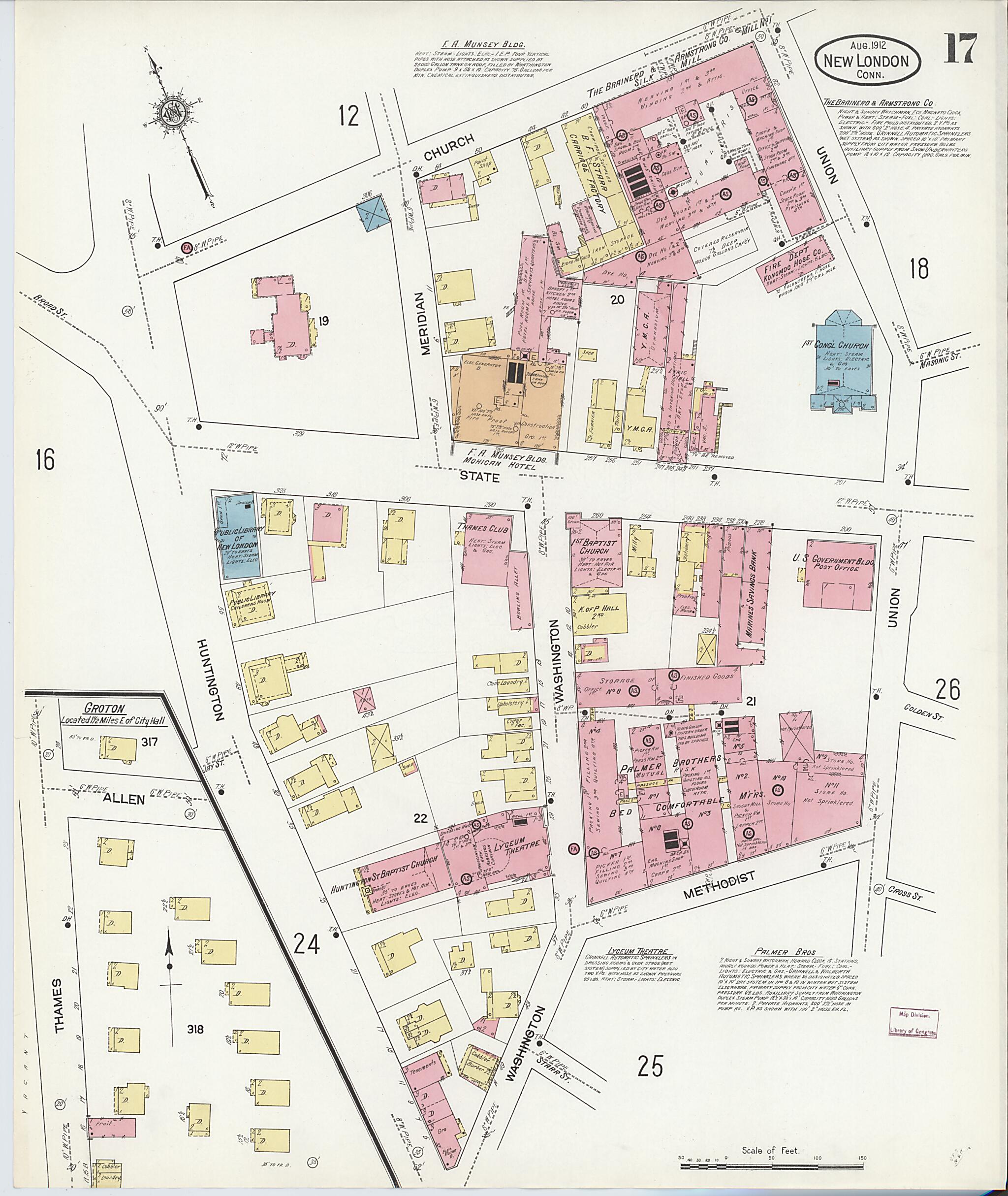 This old map of New London, New London County, Connecticut was created by Sanborn Map Company in 1912