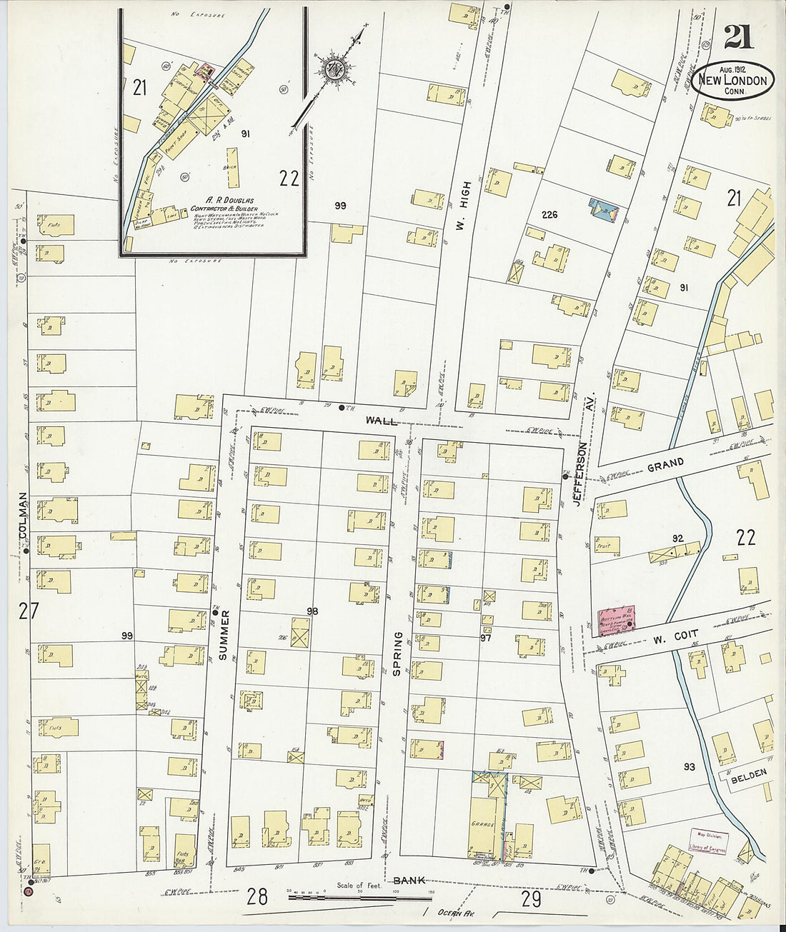 This old map of New London, New London County, Connecticut was created by Sanborn Map Company in 1912