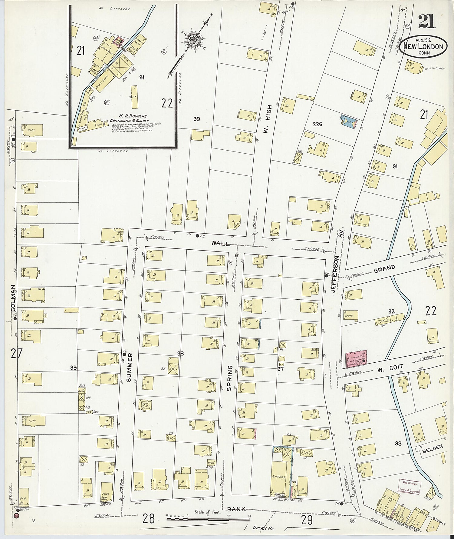 This old map of New London, New London County, Connecticut was created by Sanborn Map Company in 1912