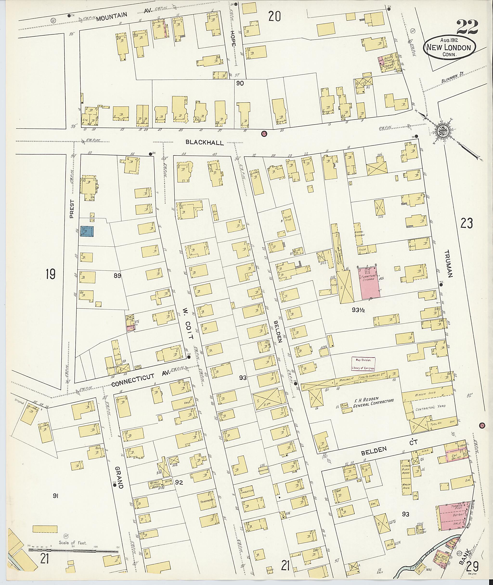 This old map of New London, New London County, Connecticut was created by Sanborn Map Company in 1912