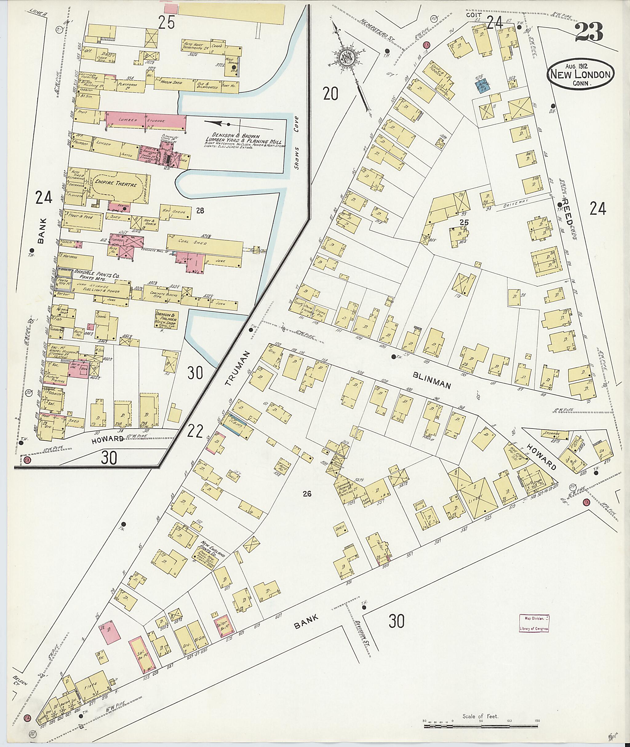 This old map of New London, New London County, Connecticut was created by Sanborn Map Company in 1912