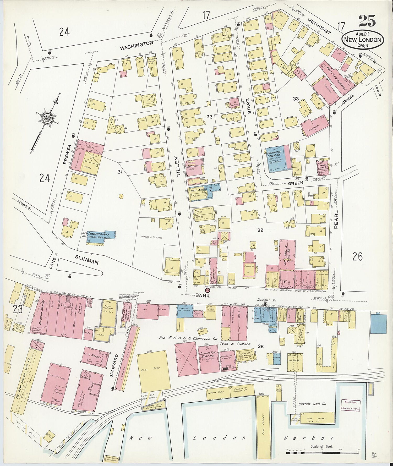This old map of New London, New London County, Connecticut was created by Sanborn Map Company in 1912