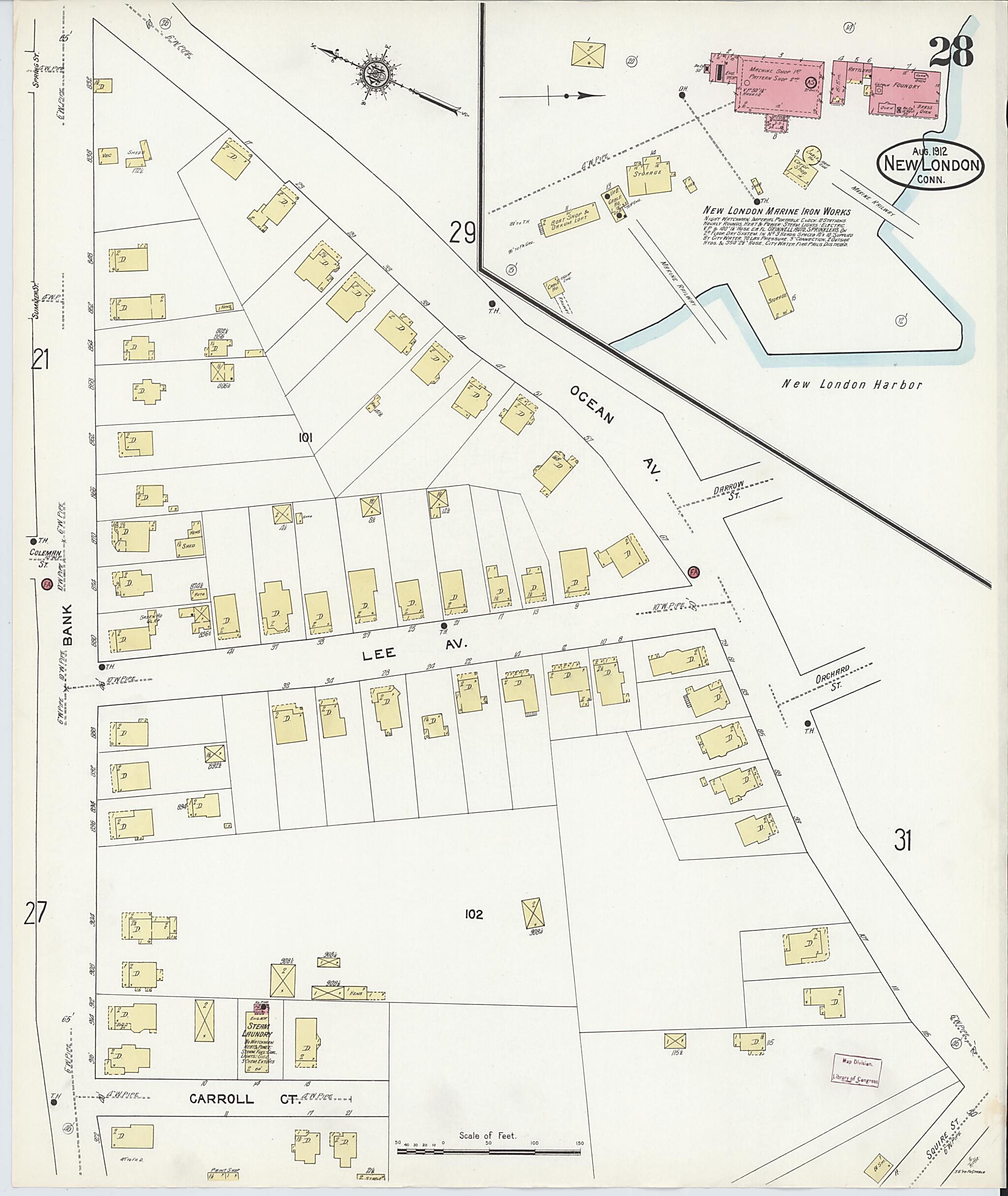 This old map of New London, New London County, Connecticut was created by Sanborn Map Company in 1912