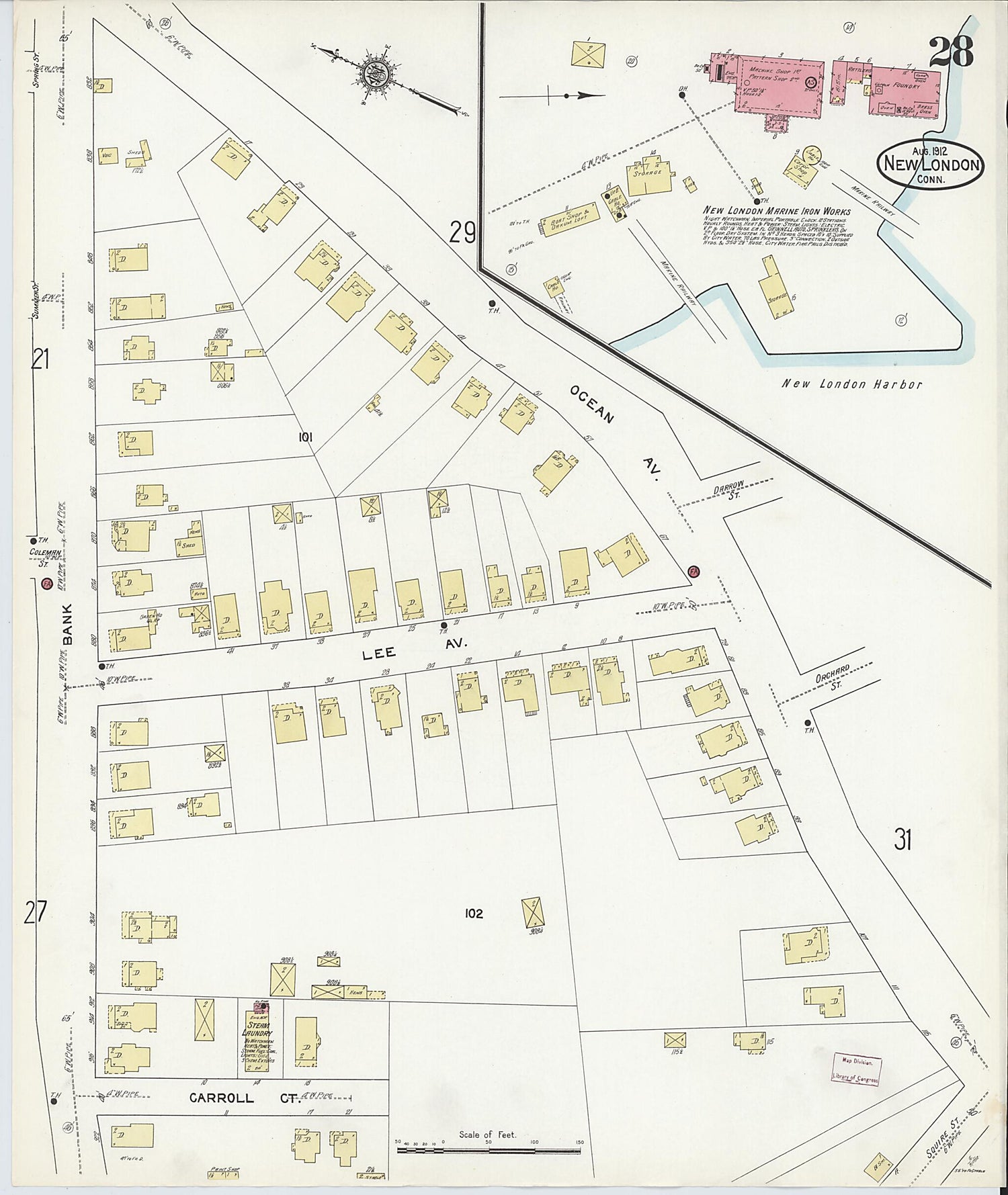 This old map of New London, New London County, Connecticut was created by Sanborn Map Company in 1912