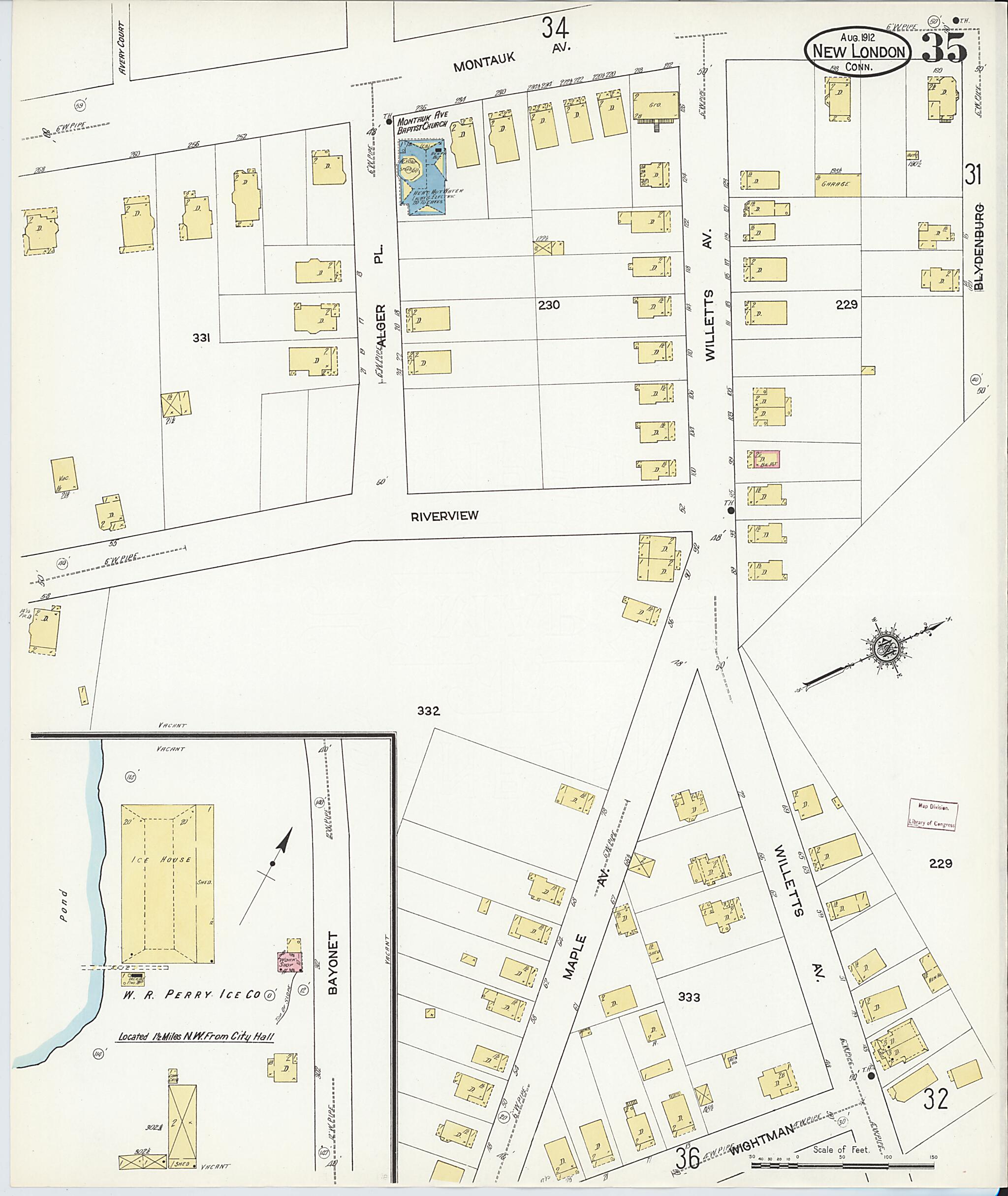 This old map of New London, New London County, Connecticut was created by Sanborn Map Company in 1912