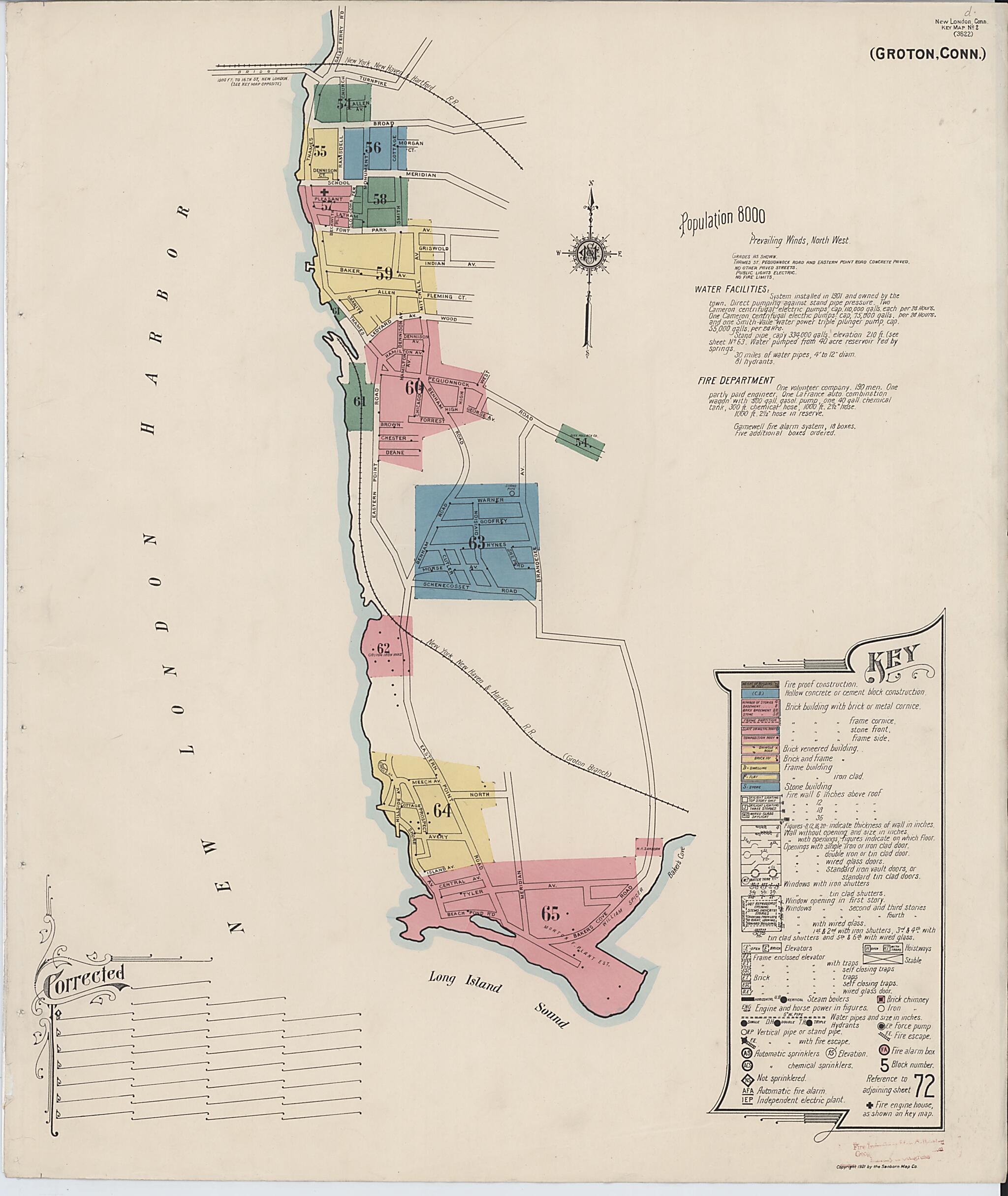 This old map of New London, New London County, Connecticut was created by Sanborn Map Company in 1921