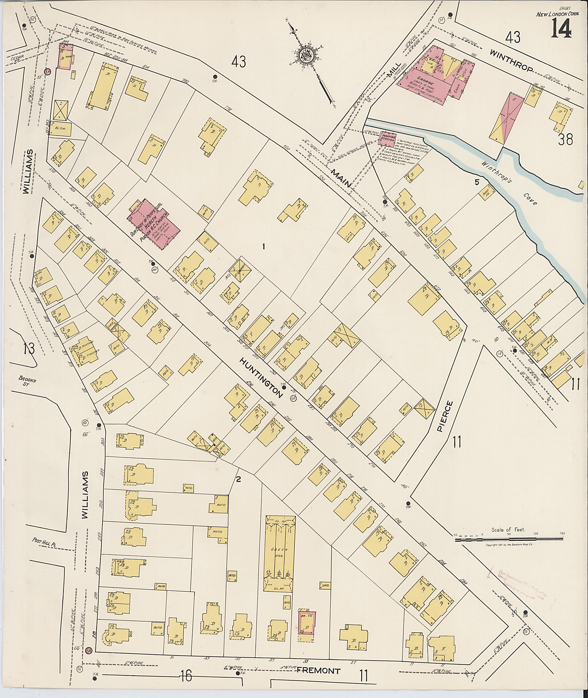 This old map of New London, New London County, Connecticut was created by Sanborn Map Company in 1921